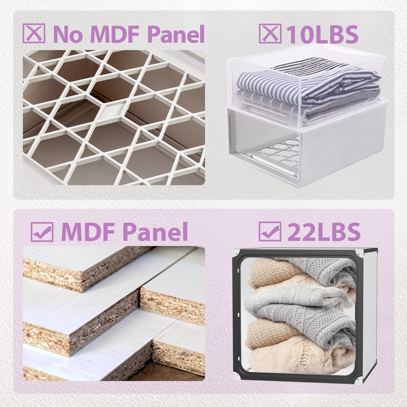 MIRUO 4-Pack White Storage Cubes & Closet Organizers - Foldable Fabric Bins for Office, Clothing, and Home Organization (A-GE08002-USAM021) | Perfect for Bedroom, Nursery, and Pantry Storage Solutions