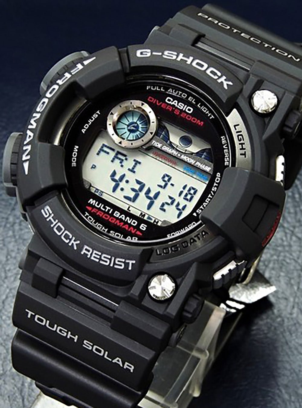 CASIO G-Shock Frogman GWF-1000-1JF Japan Made Dive Watch - Waterproof 200M, Solar Powered, Atomic Timekeeping for Scuba Diving & Outdoor Adventures