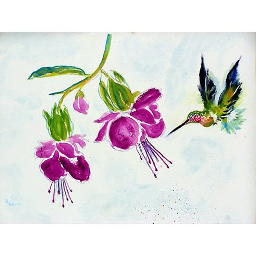Betsy Drake DM940G Purple Hummingbird Doormat 30x50 Inch - Non-Slip Welcome Mat for Front Door, Porch, Patio & Entryway Decor