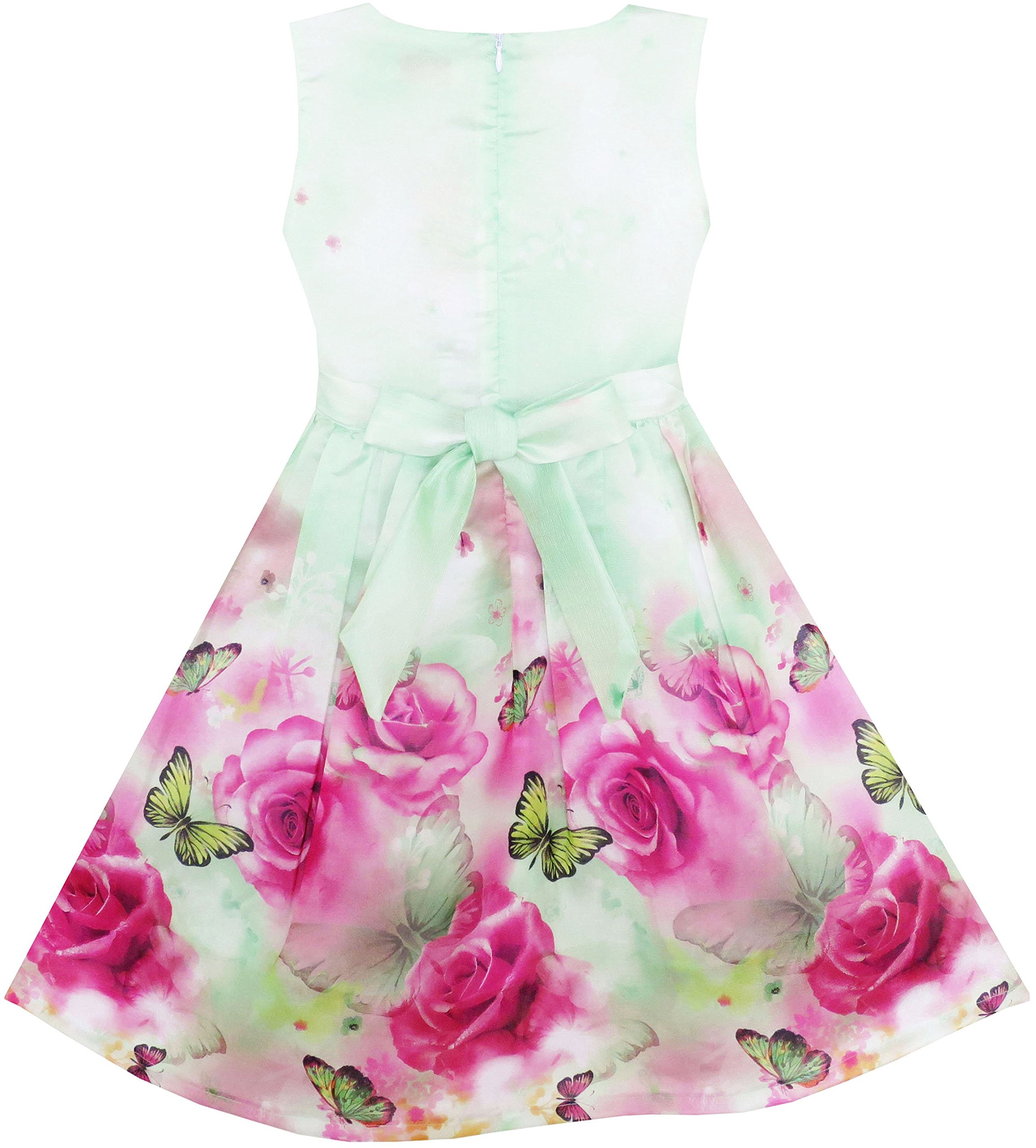 Sunny Fashion Girls Dress - Rose Flower Print Embroidery Purple Summer Dress for Kids | Perfect for Birthday Parties, School Events & Family Photos