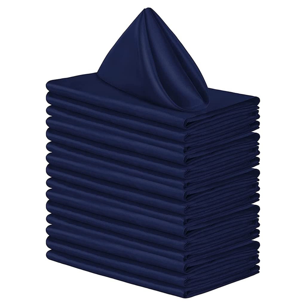 10-Piece Set of Square Satin Table Napkins - Soft Wedding Banquet Handkerchiefs for Romantic Dinner Decorations (Blue) | Perfect for Weddings, Anniversaries, and Fine Dining Events