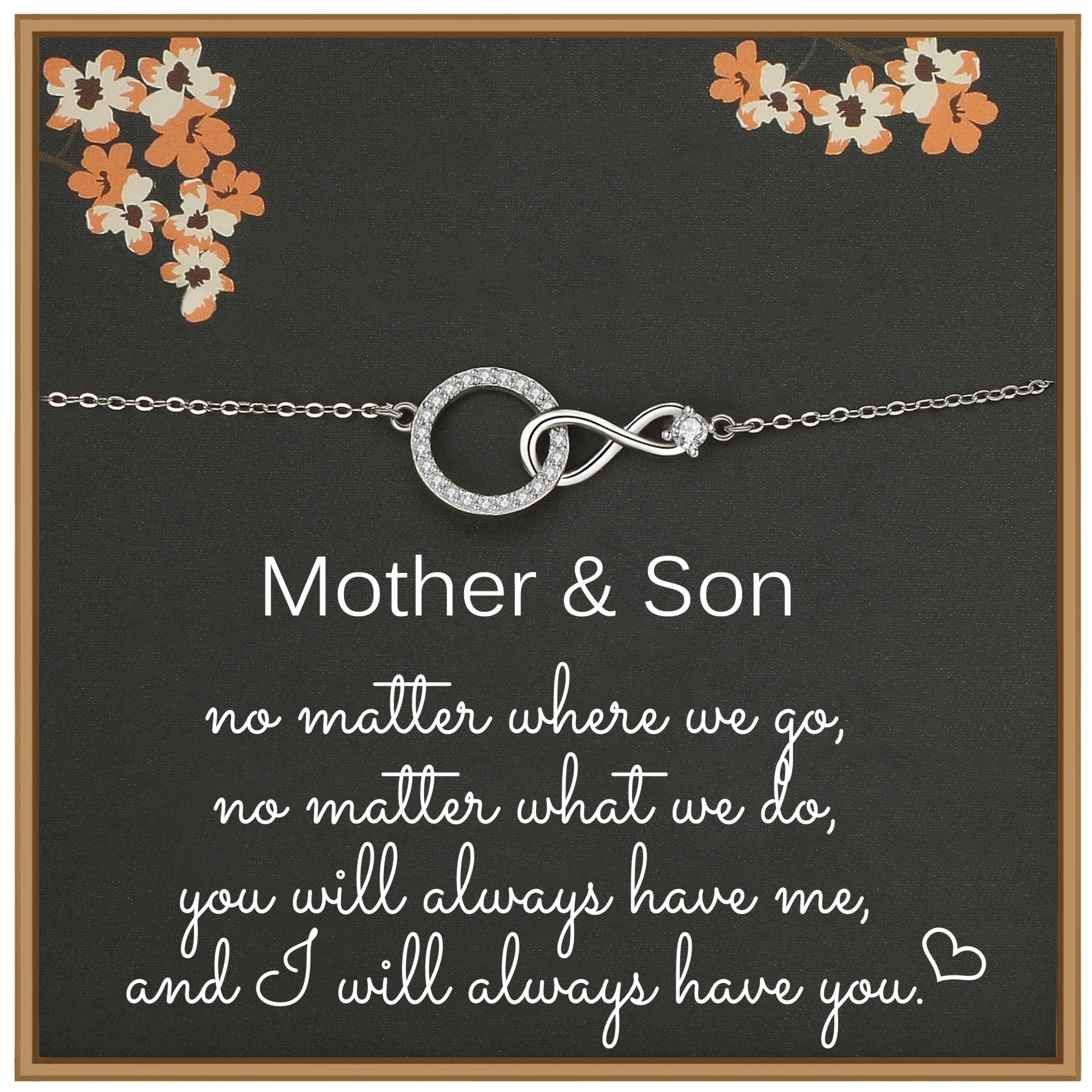 925 Sterling Silver Infinity CZ Circle Bracelet for Mother & Son - Elegant Matching Jewelry Gift Set for Mom, Birthday & Mother's Day - Perfect for Special Occasions & Heartfelt Moments