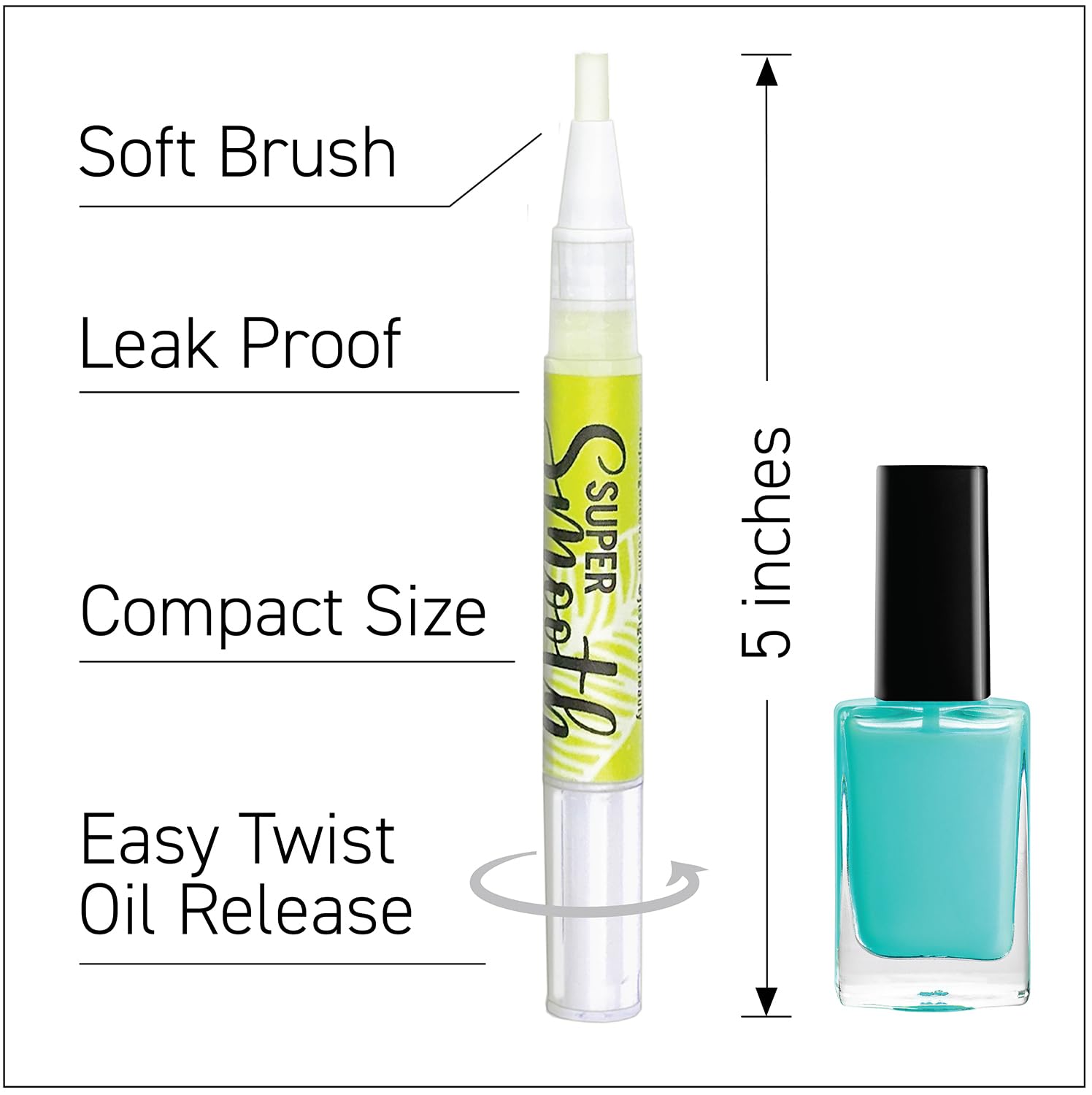 Organic Cuticle Oil for Nails - Nail Strengthener & Growth Treatment with Pomegranate & Argan Oil - Moisturizing Cuticle Care - Sunday Scent - 3ml - Perfect for Manicures, Nail Salons & At-Home Nail Care