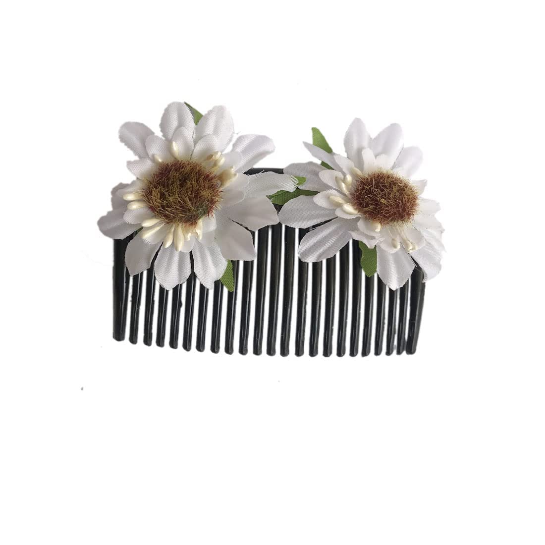 VinshBond Floral Juda Comb Hair Clips for Women - White Side Comb Hair Accessories (Pack of 1) - Perfect for Weddings, Parties & Everyday Styling