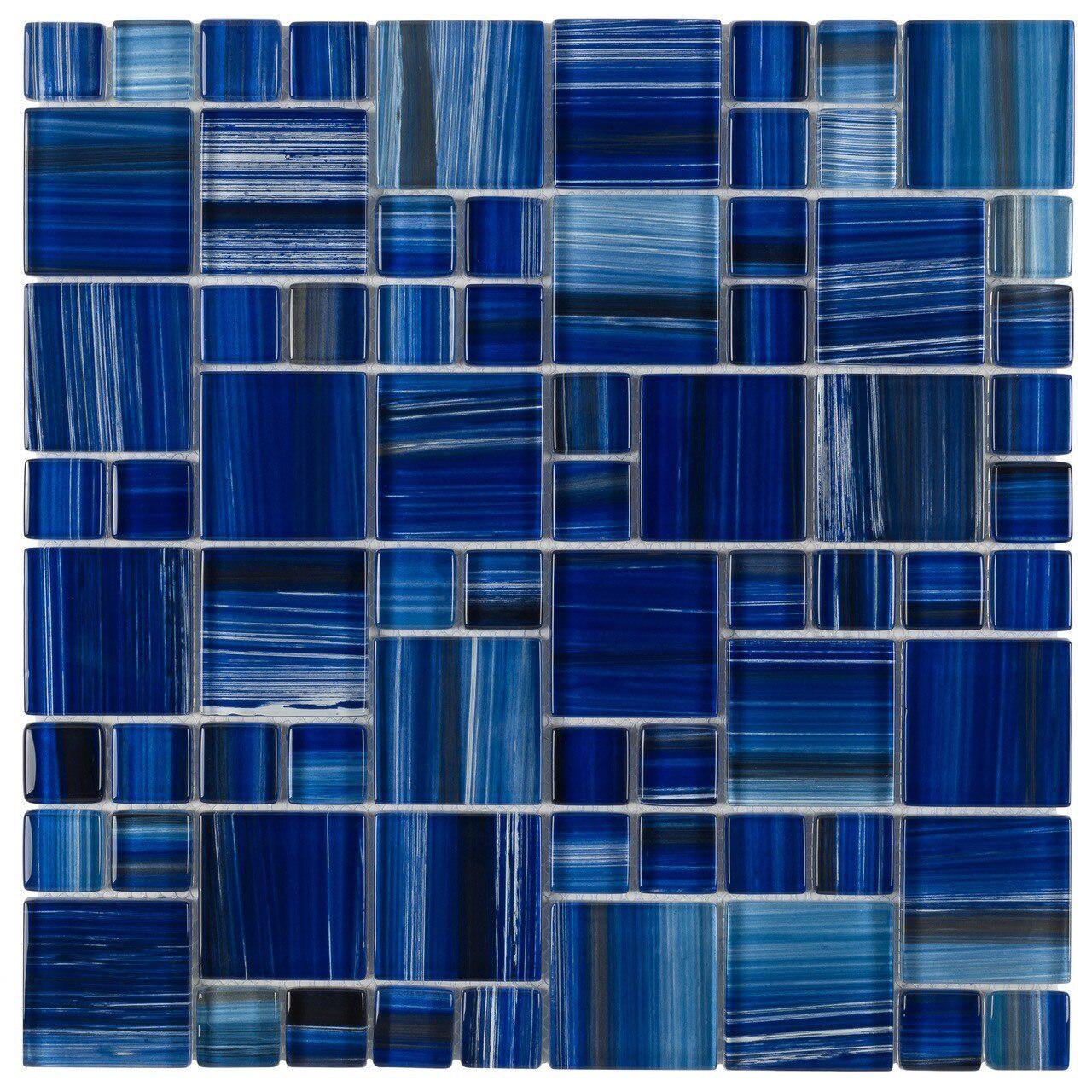 Royal Blue Glass Mosaic Tile - Premium Peel and Stick Backsplash for Kitchen & Bathroom Decor