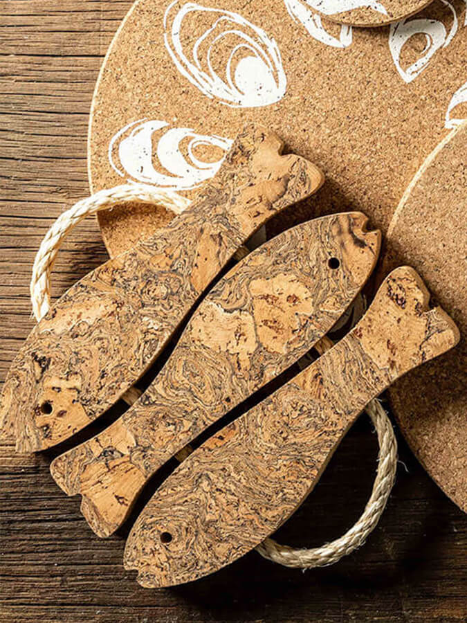 Natural Cork Trivet with Three Fish Design - Eco-Friendly Heat Resistant Coaster for Hot Pots & Pans - Perfect for Kitchen, Dining Table & Outdoor BBQ