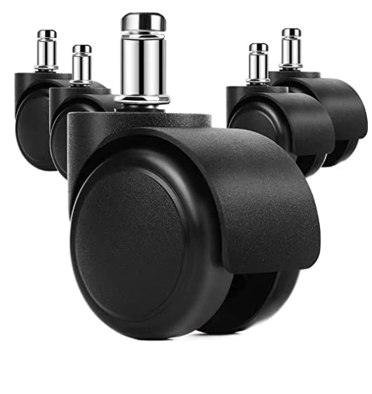 Brozigo 5-Pack Heavy Duty Office Chair Wheels Replacement - 2 Inch Universal Casters for Hardwood Floors & Carpets - Fits 99% of Office Chairs (Black) - Perfect for Home Office, Gaming & Workspace Setup