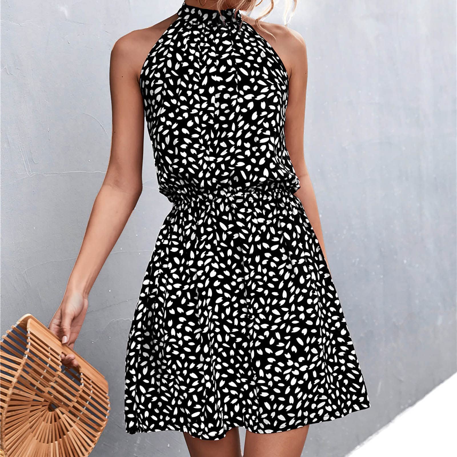 2023 Women's Tropical Print Maxi Long Dress - Halter Neck Backless Sundress Sleeveless for Beach Holiday Party | Sexy Summer Dresses & Vestidos for Vacation, Poolside, Date Night
