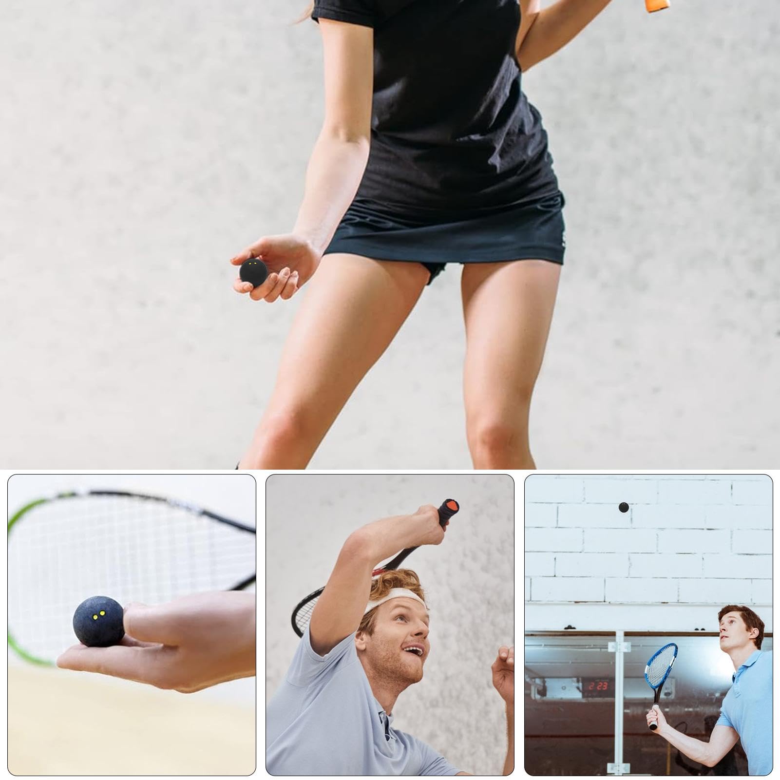 Premium 38mm Double Yellow Dot Squash Balls - High Bounce Competition Grade for Tournaments & Training | Slow Speed for Beginners | Perfect for Squash, Handball & Racket Sports Practice