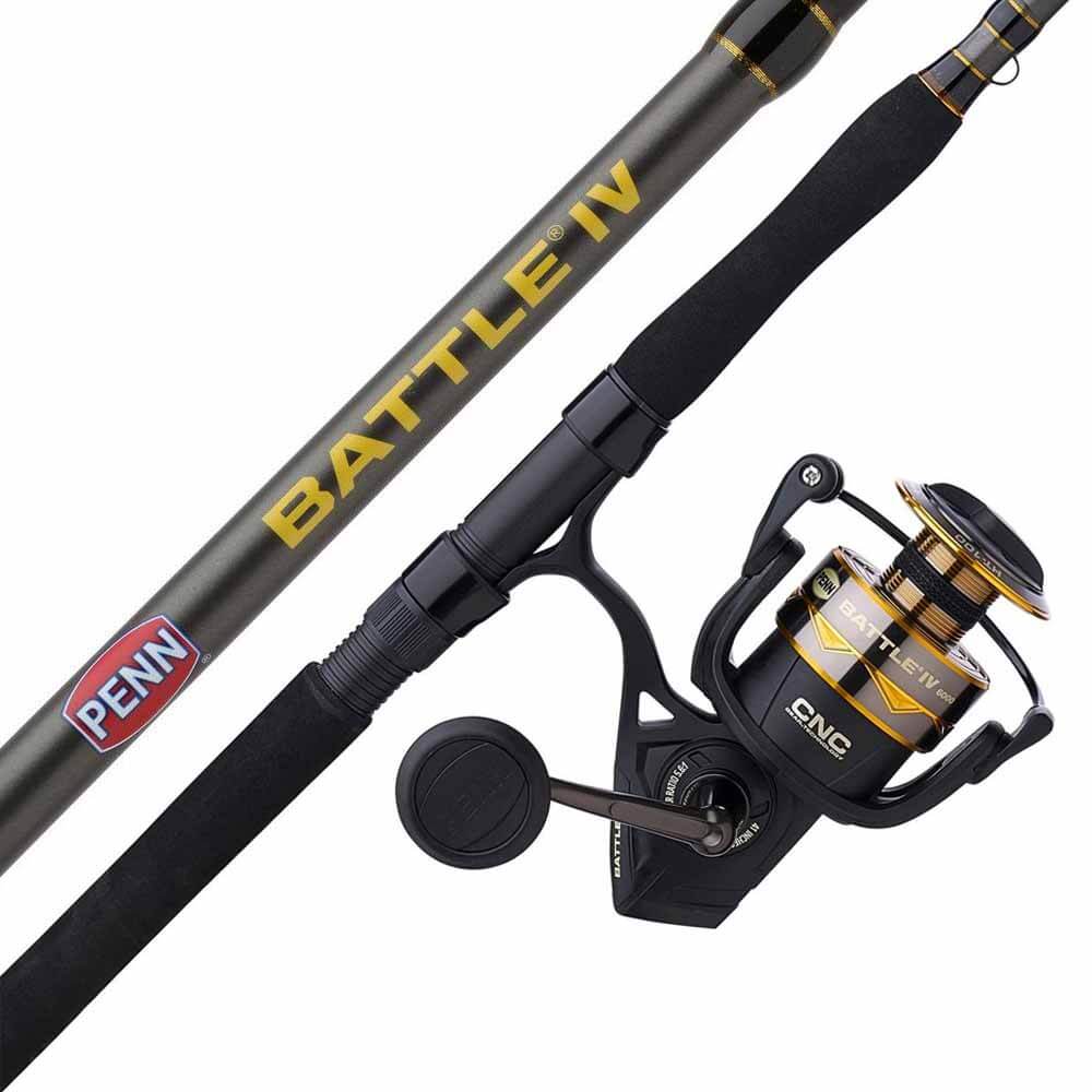 Penn Battle IV Spinning Fishing Rod and Reel Combo - Lightweight Saltwater & Freshwater Fishing Gear for Surf, Pier, and Boat Angling