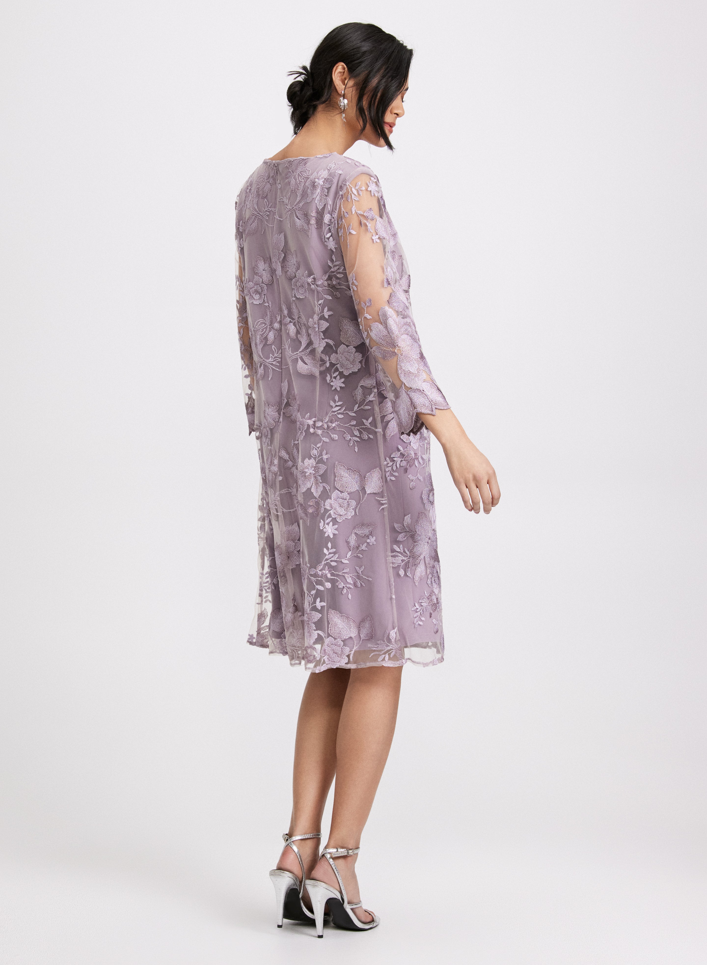 Floral Embroidered Illusion Dress - Elegant Sheer Lace Maxi Dress for Women | Perfect for Weddings, Parties & Special Occasions