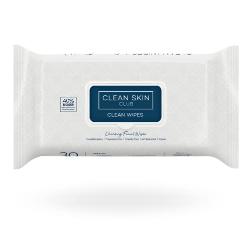 Clean Skin Club XL Premium Face Wipes - 40% Larger Makeup Removing Towelettes, 3 Pack (30 Count Each) | Fragrance Free, Alcohol Free & Hypoallergenic Facial Cleansing Cloths | GMO & Paraben Free | Perfect for Travel, Gym & Daily Skincare Routine