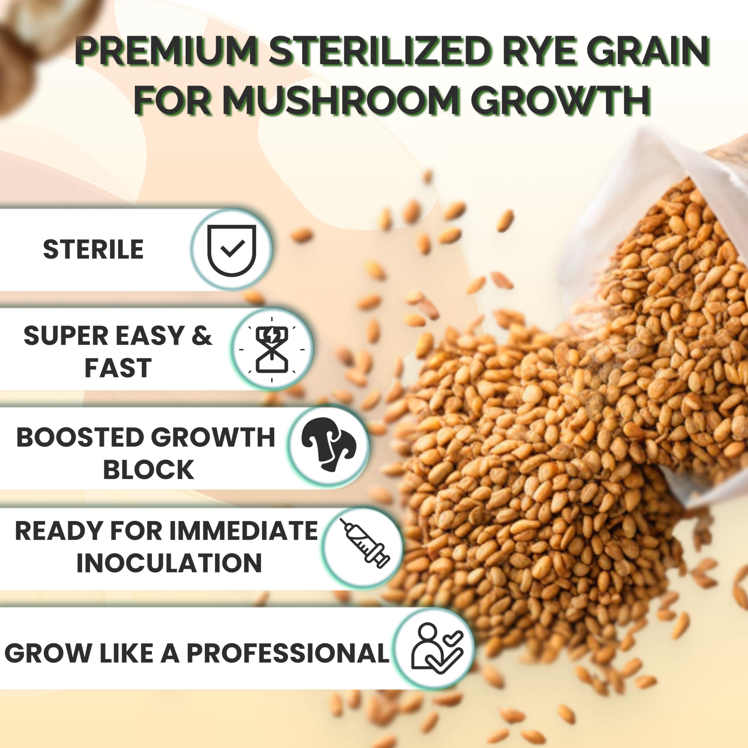 Magic Mushroom Growing Kit - Sterilized Rye Grain Substrate for Home Cultivation | 24 Pack Indoor Grow Bags (1lb Each) | No Spores or Injection Ports Included | Perfect for Beginners & Organic Gardening Enthusiasts