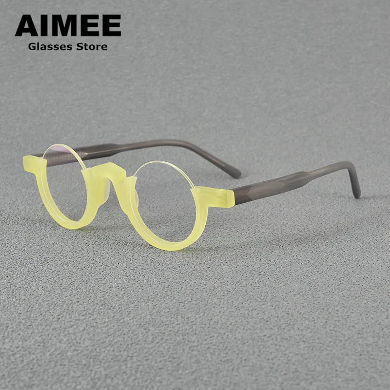 Aimee Unisex Semi-Rimless Round Acetate Eyeglasses 4141 - Lightweight & Durable Frame for Men & Women - Perfect for Reading, Working & Everyday Use
