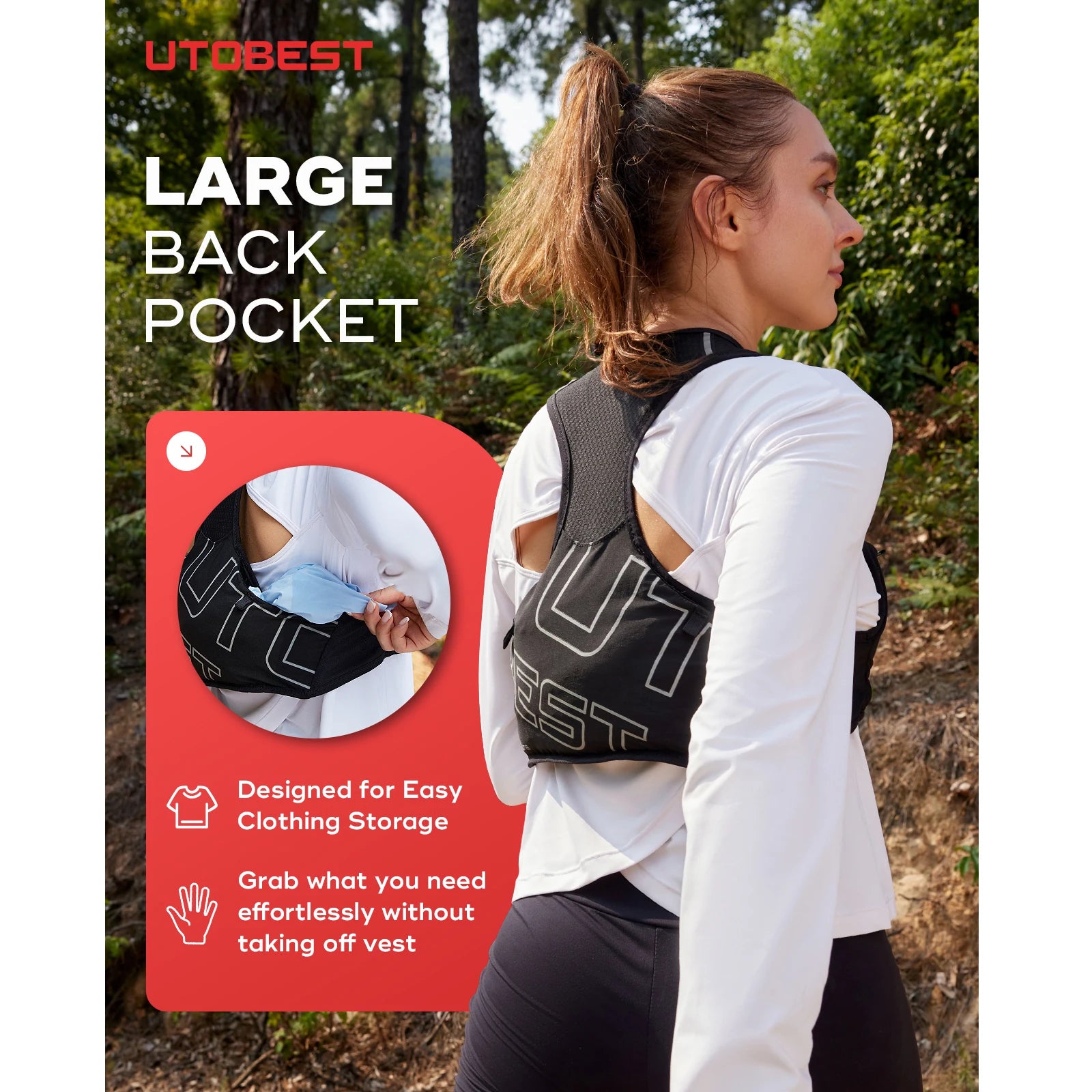 UTOBEST UTR112 Ultra Lightweight Hydration Pack - Breathable Trail Running Vest for Marathon, Cycling & Hiking - Perfect for Outdoor Adventures & Long-Distance Sports
