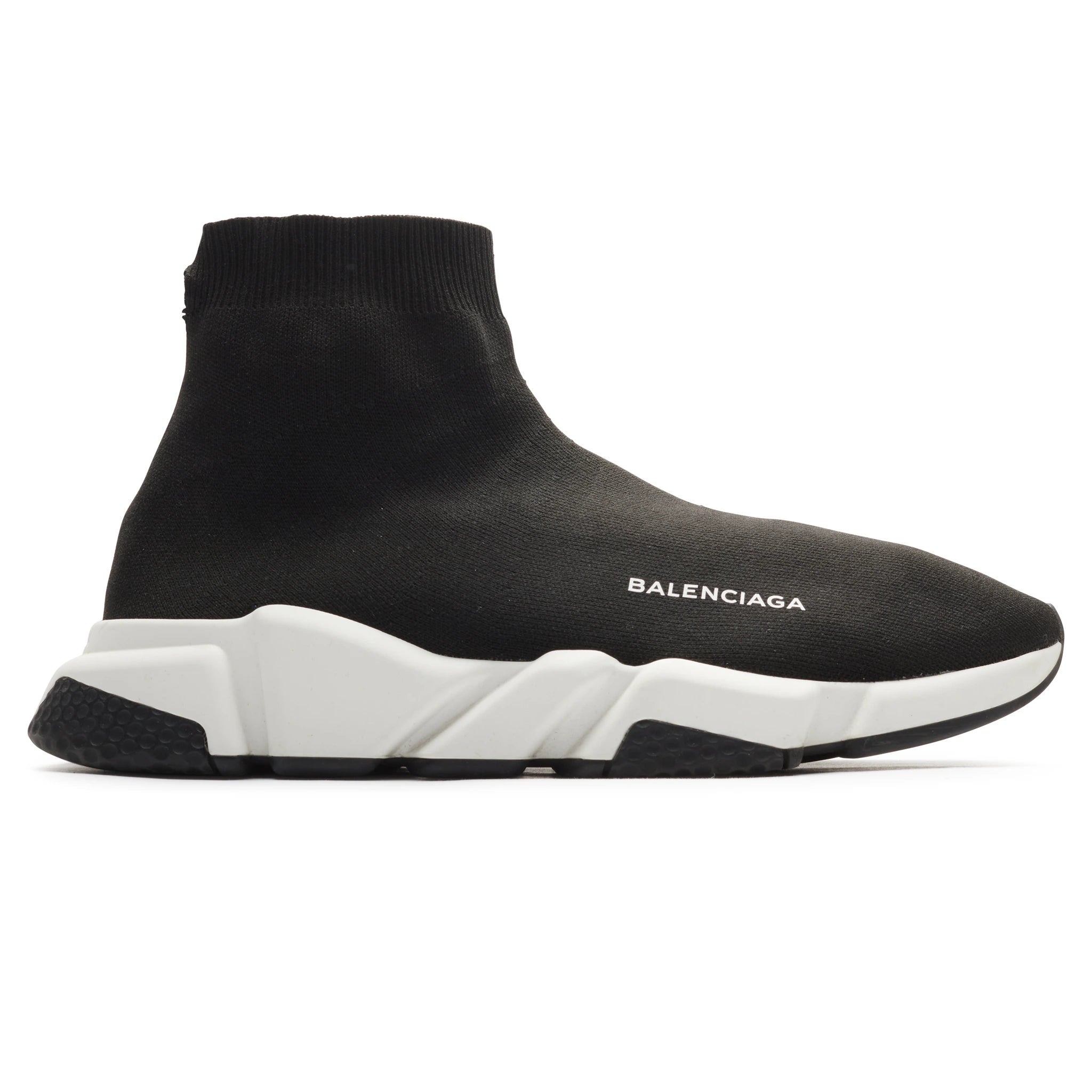 Authentic Balenciaga Speed Knit Sock Sneakers - Black & White Colorway (Pre-Owned with Minor Back Tear) | Luxury Streetwear for Men & Women | Perfect for Casual Outfits and Fashion Statements
