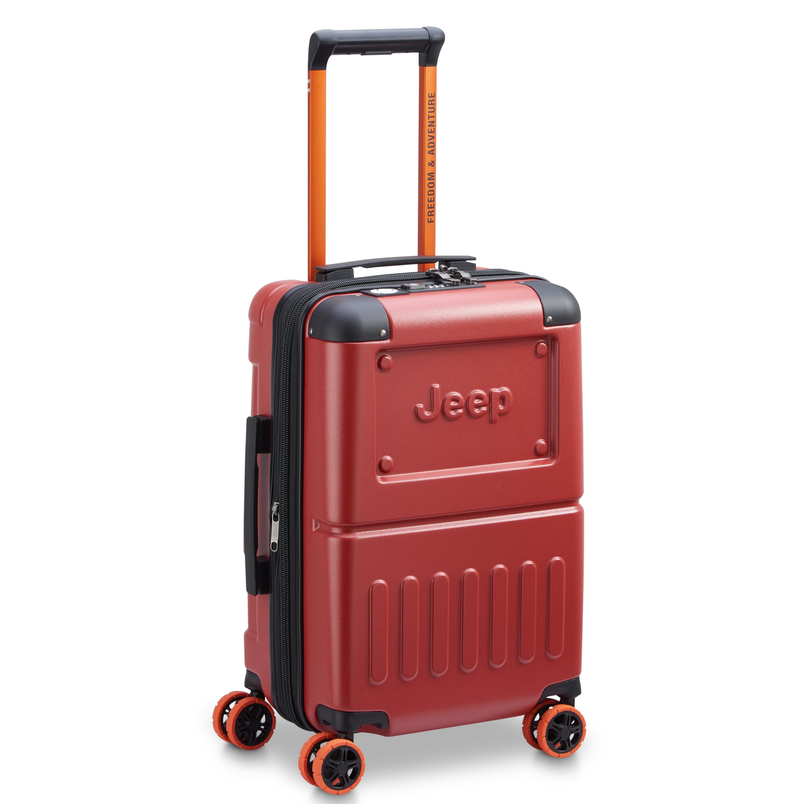 Jeep JH002B 19-Inch Hardside Expandable Carry-On Luggage with 360° Spinner Wheels - Chili Pepper Red - Perfect for Air Travel & Weekend Getaways