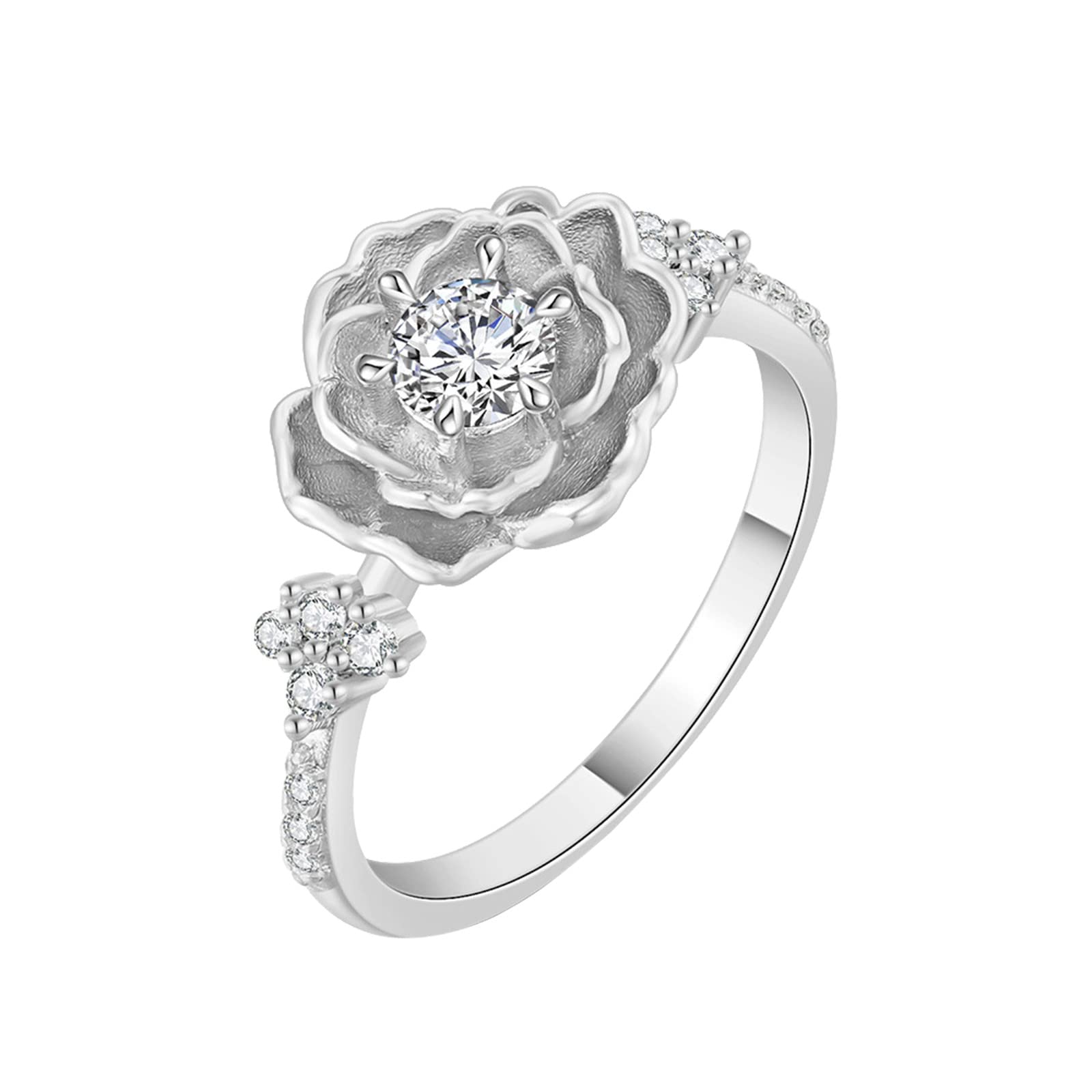 3D Floral Zircon Microset Vintage Ring for Women - Elegant Crystal Flower Jewelry Gift for Anniversary, Valentine's Day & Special Occasions
