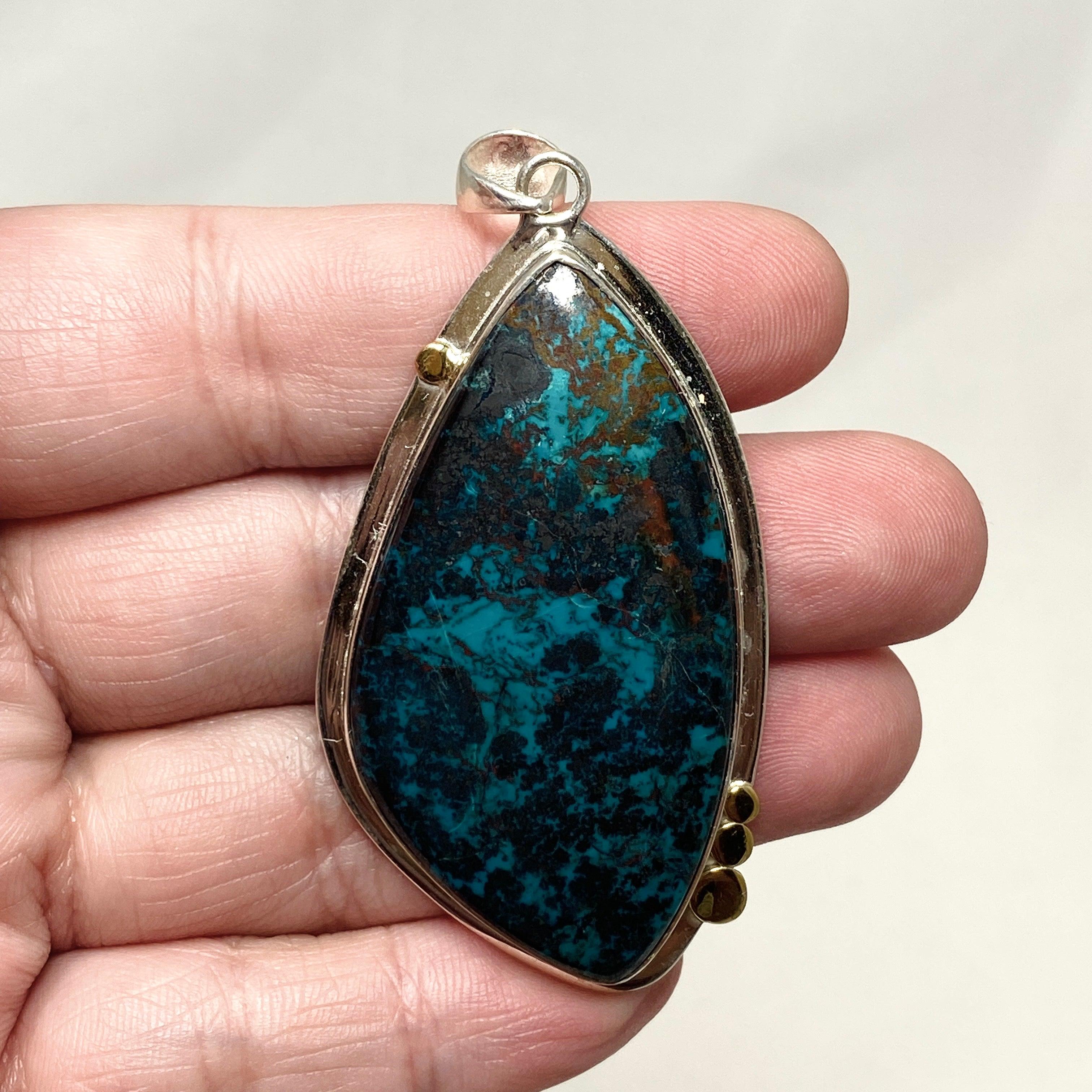 Natural Chrysocolla with Cuprite Freeform Pendant Necklace - Handcrafted Gemstone Jewelry KPGJ4433 | Perfect for Boho Fashion & Spiritual Healing