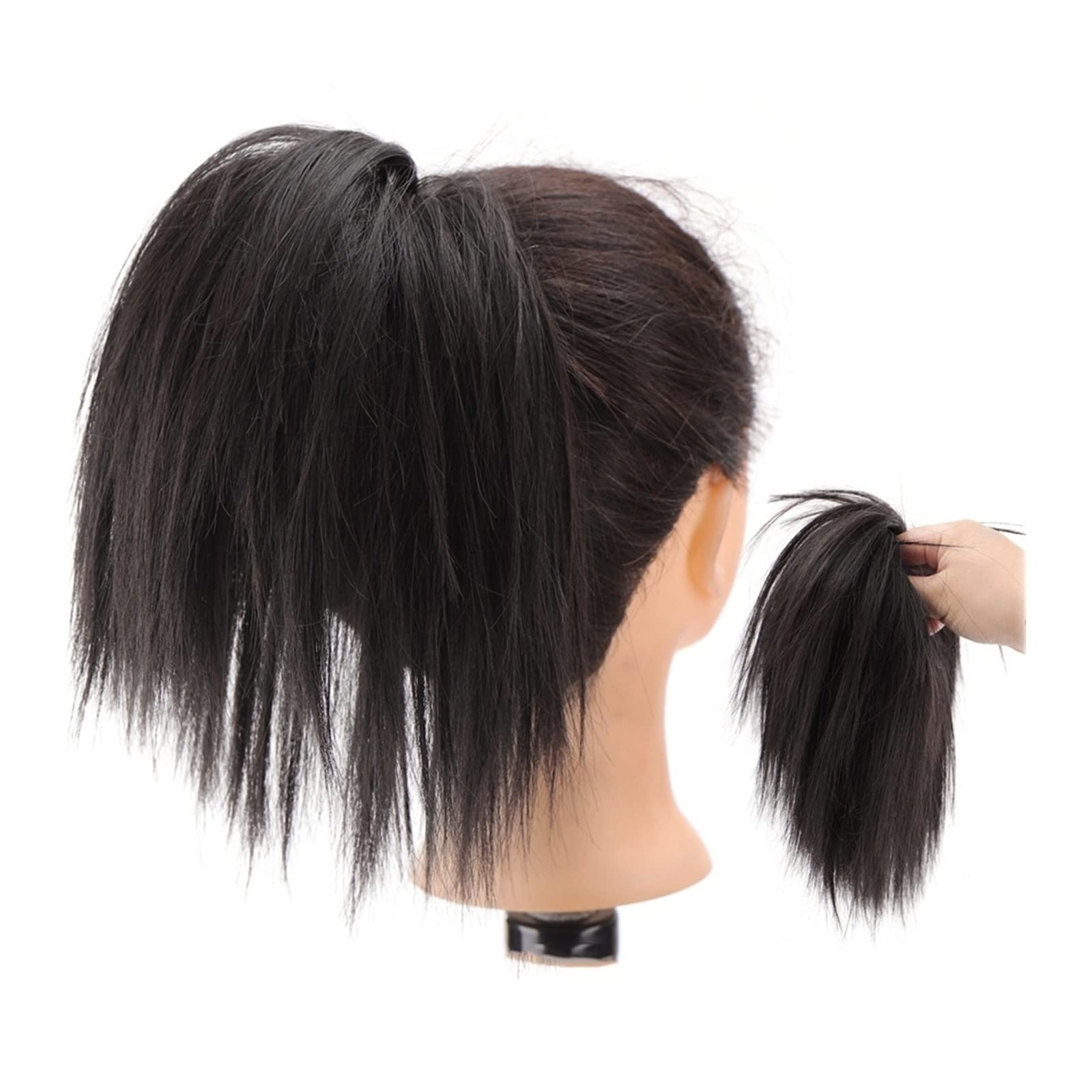 DYPASA Synthetic Straight Hair Bun Ponytail Extension - Short Messy Bun Hairpiece with Elastic Band & Scrunchie for Women | Easy Hair Accessories for Updos, Ponytails & Everyday Styling (Color: E)