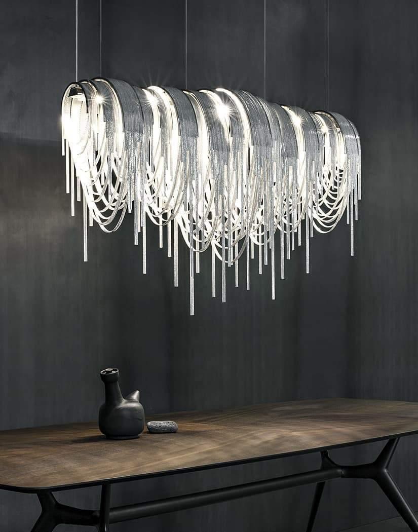 Elegant Length Chains Chandelier - Modern Crystal Pendant Lighting for Dining Room, Bedroom & Living Room - Perfect for Home Decor and Wedding Events