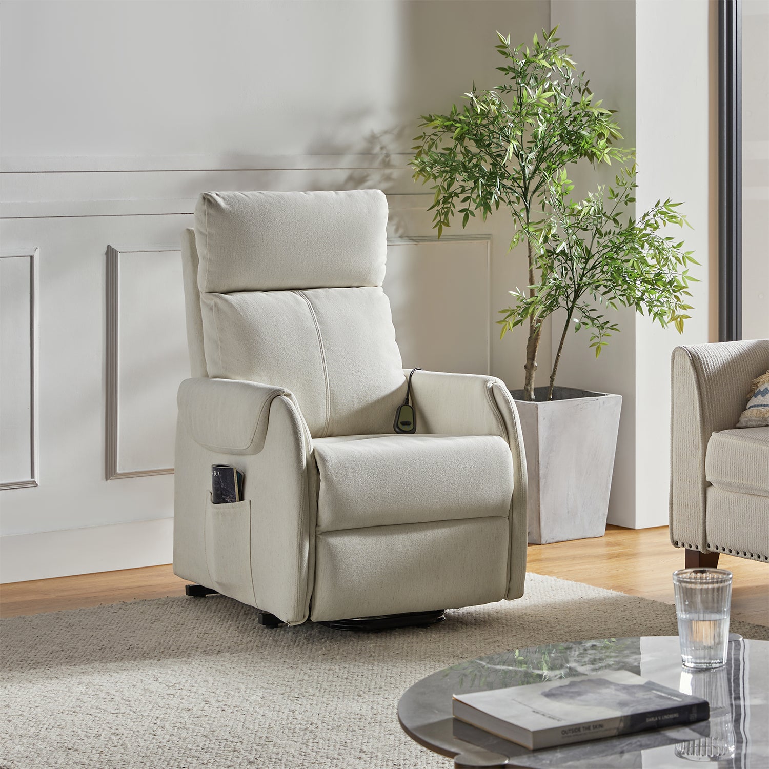 Justo Power Wired Controller Recliner Chair - Electric Lift Recliner with Remote Control for Living Room, Home Theater & Elderly Comfort (Brown) - Perfect for Relaxation, Movie Nights & Mobility Assistance