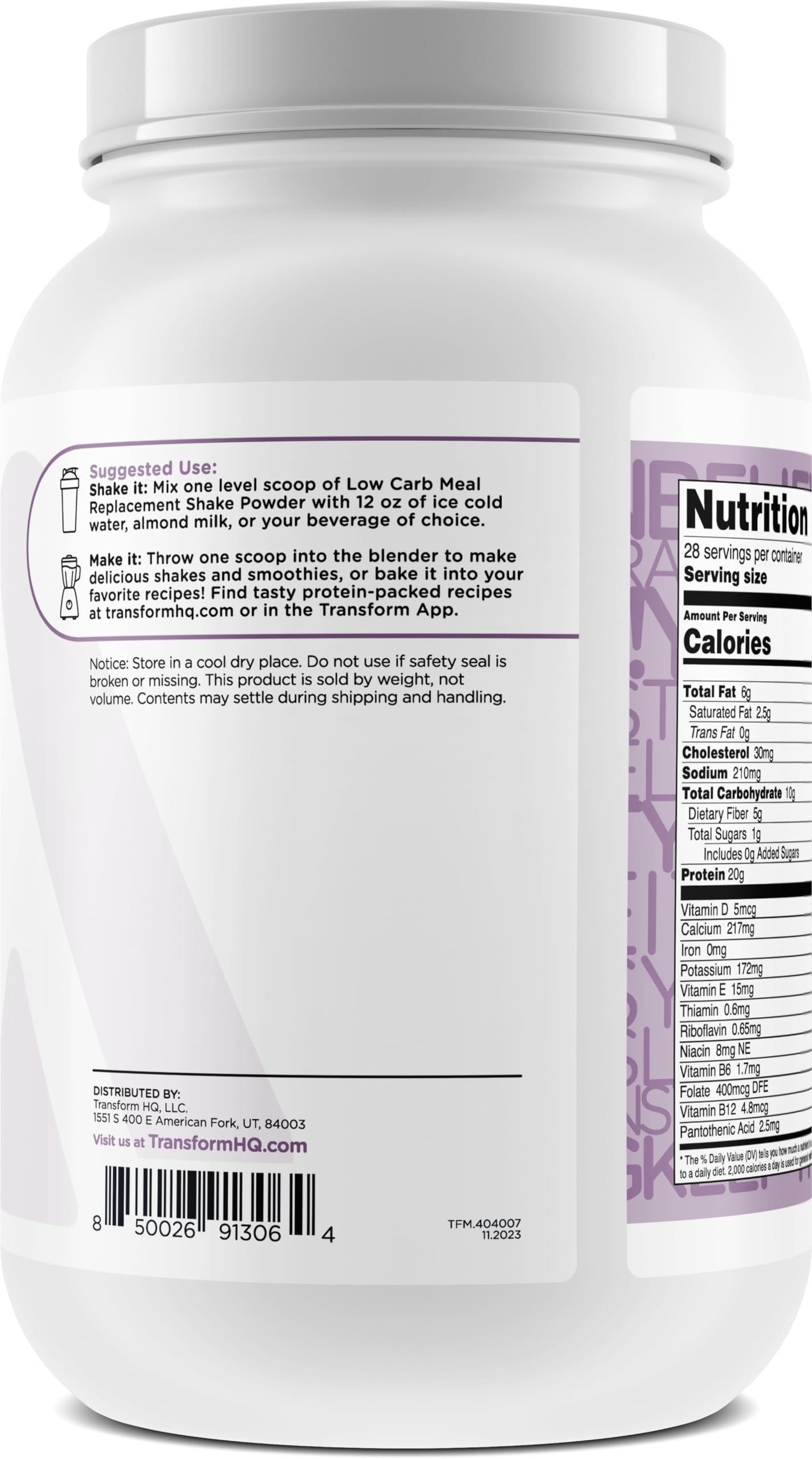 TransformHQ Meal Replacement Shake Powder - 28 Servings Blueberry Cheesecake Flavor | Gluten Free, Non-GMO Protein Shake for Weight Loss & Muscle Gain | Perfect for Breakfast, Post-Workout or On-the-Go Nutrition