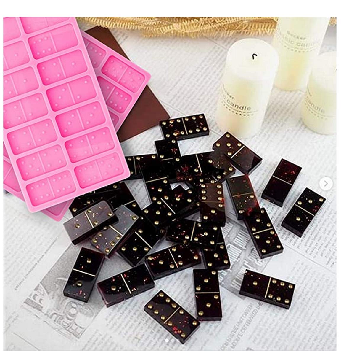 Premium Double-Wall Silicone Domino Molds for Epoxy Resin Casting - 28 Cavity DIY Chocolate, Candy, Cake & Jewelry Making Mold - Perfect for Personalized Dominoes, Pendants & Crafts (Ideal for Home Baking, Party Favors & Handmade Gifts)