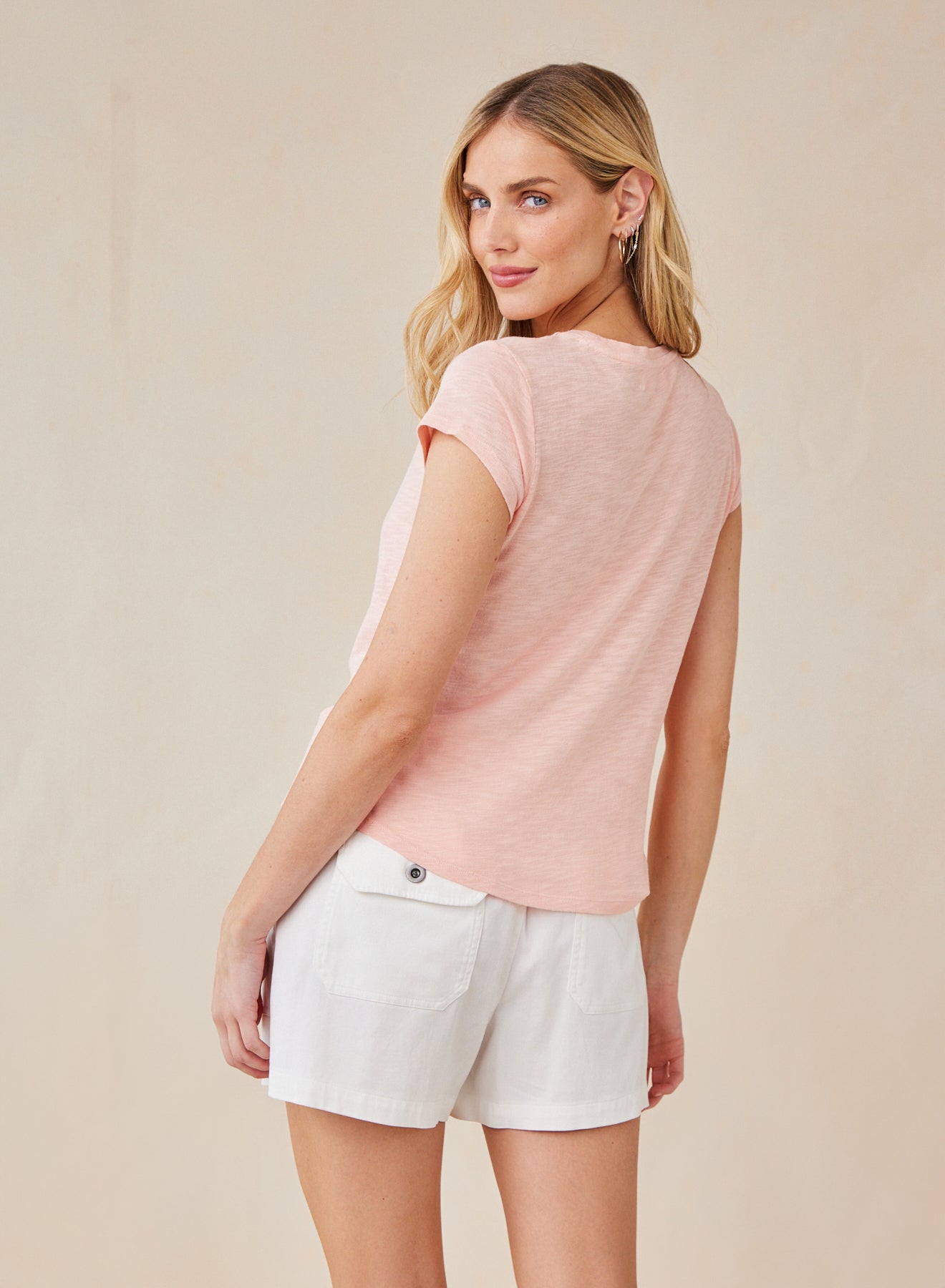Baby Crew Tee in Peach Fizz - Soft Cotton Short Sleeve Shirt for Infants & Toddlers - Perfect for Playtime, Daycare & Family Photos