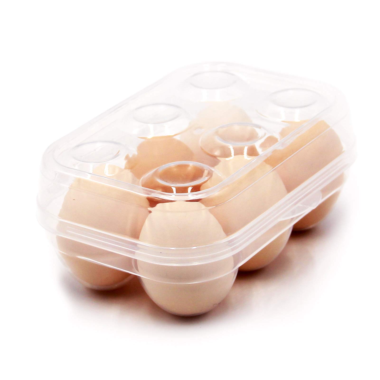 JAMOR 6 Grid Egg Storage Container - Portable Refrigerator Crisper Box for Fresh Egg Protection, Travel & Camping - Perfect for Picnics, Kitchen & Outdoor Adventures (White)