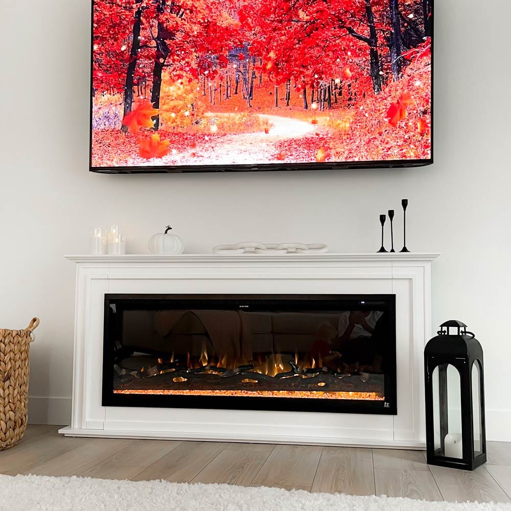 Sideline Elite Pro 60 Inch Smart Electric Fireplace with Encase Surround Mantel - Modern Home Heating Solution for Living Room, Bedroom & Office - WiFi & Remote Control, Realistic Flame Effect, Energy Efficient