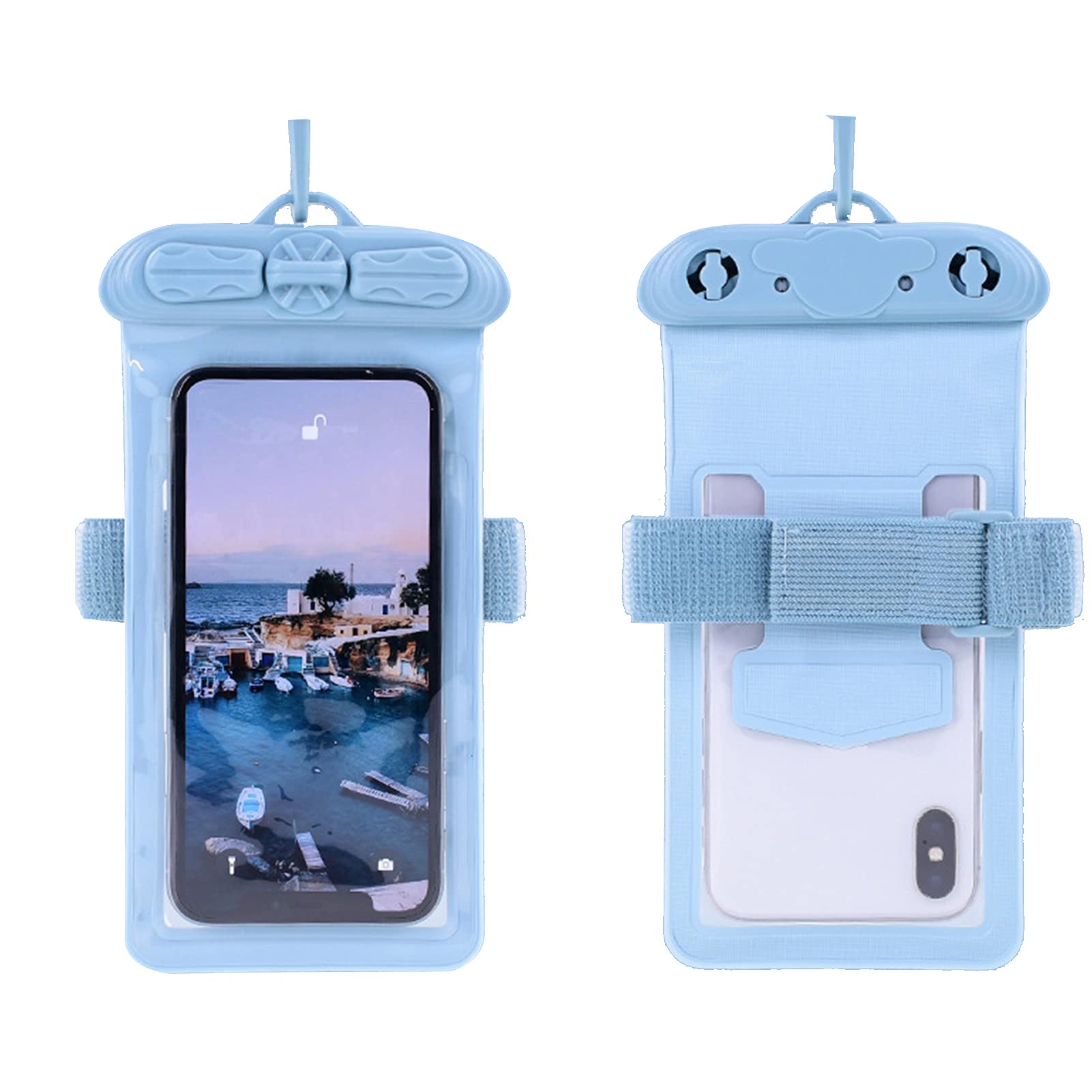 **Universal Waterproof Phone Case - IPX8 Waterproof, Transparent, Arm Strap - for Swimming, Diving, Surfing & Beach Activities**