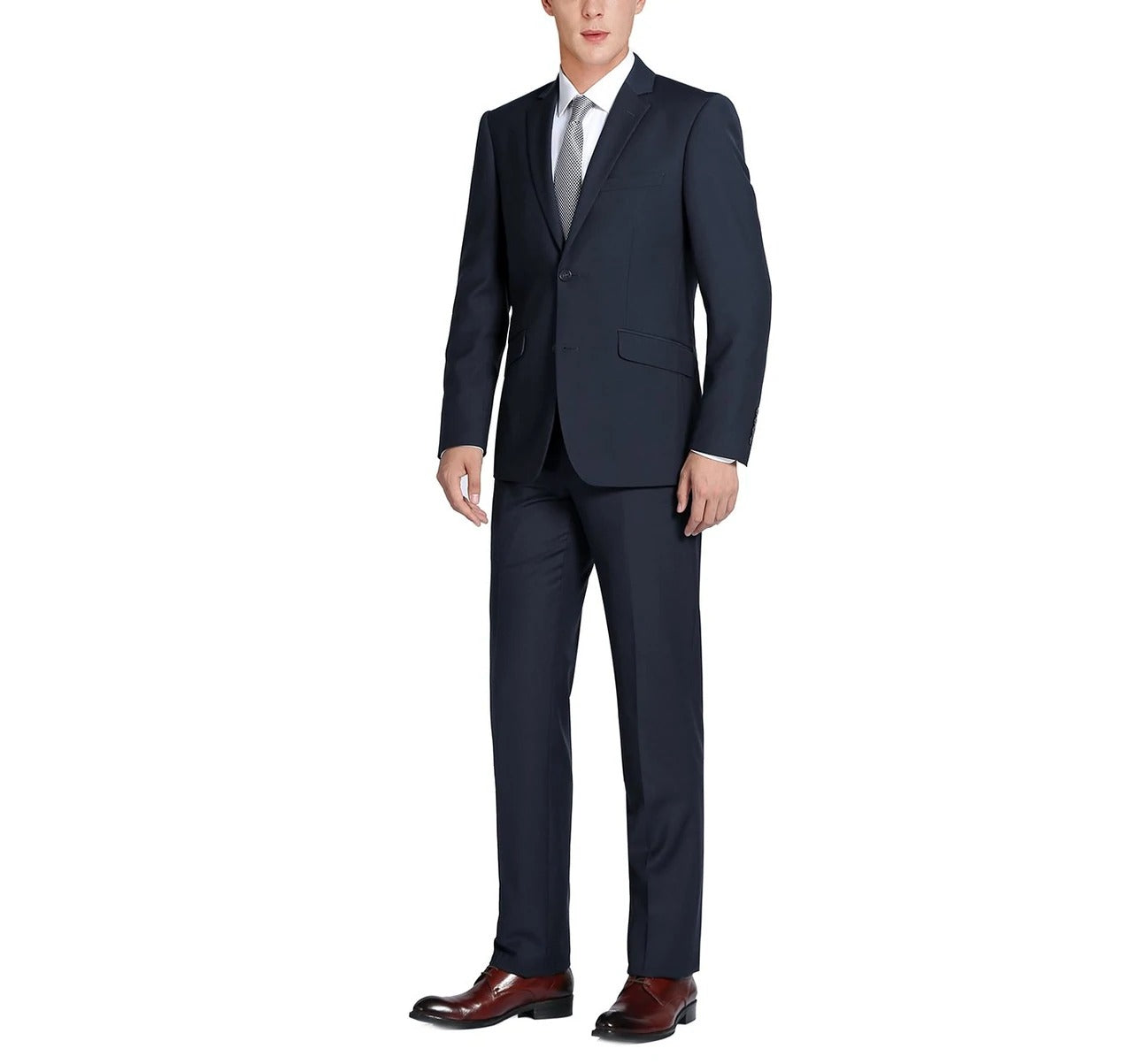 Alessandro Vitello by Renoir Dark Navy 2-Piece Classic Fit Single Breasted Notch Lapel Suit | Premium Men's Business Attire for Weddings, Office & Formal Events
