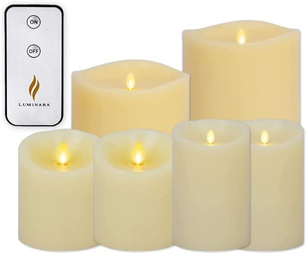 Luminara 6-Pack Flameless LED Candles - Battery Operated with Timer & Remote, Real Wax Pillar in Ivory - Perfect for Weddings, Home Decor & Holiday Centerpieces