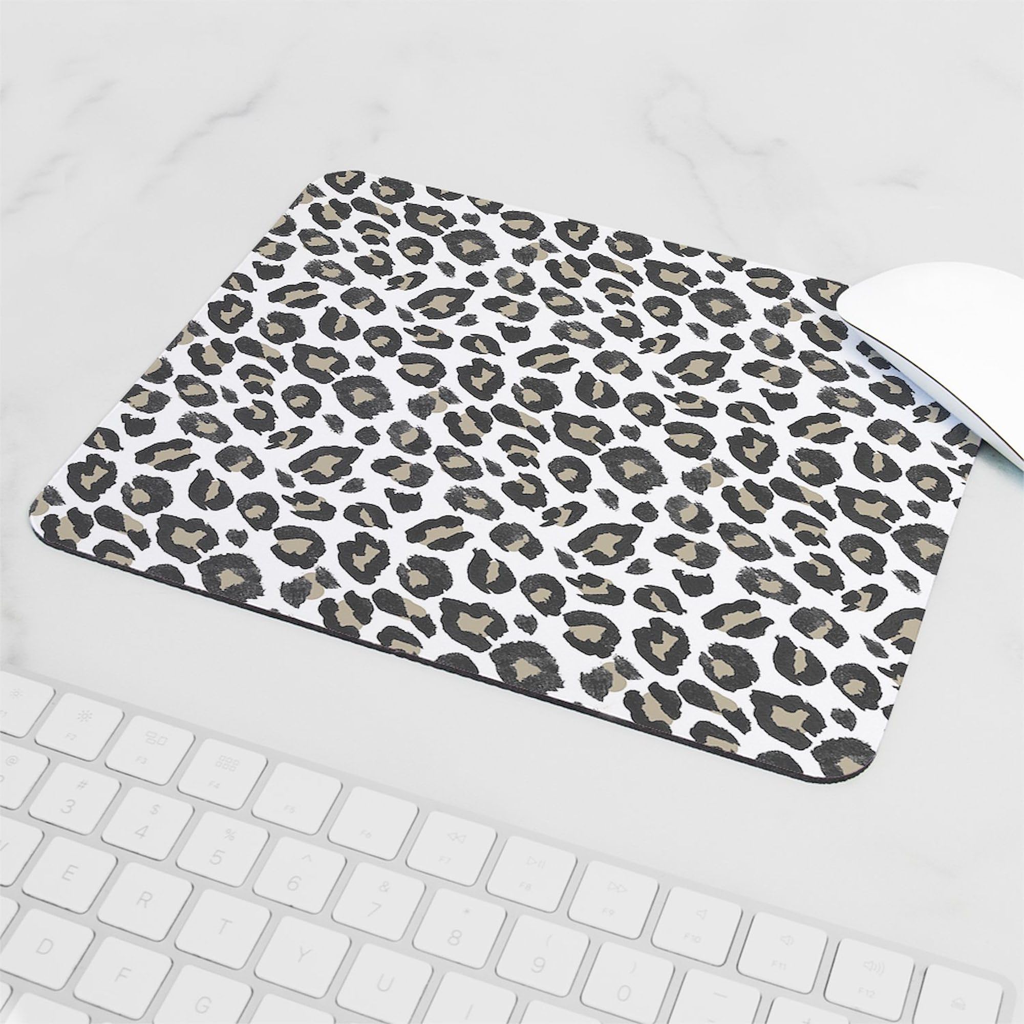 Non-Slip Rubber Gaming Mousepad with Black and Tan Leopard Pattern - Perfect for PC, Laptop, Office & Gaming Setup - CafePress