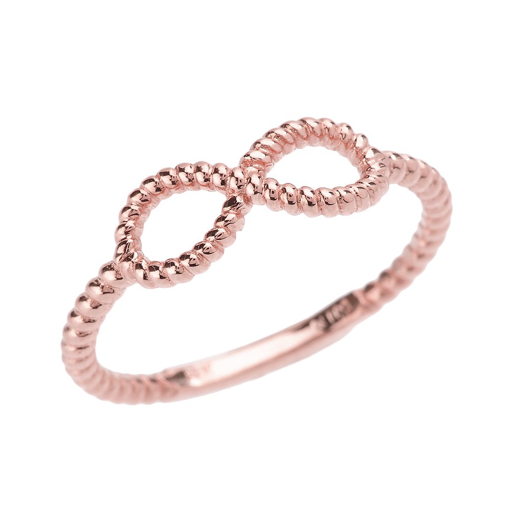 14K Rose Gold Twisted Rope Infinity Ring - 1.4mm Band Width - Dainty Stackable Ring for Women - Perfect for Anniversary, Wedding, or Everyday Jewelry Gift