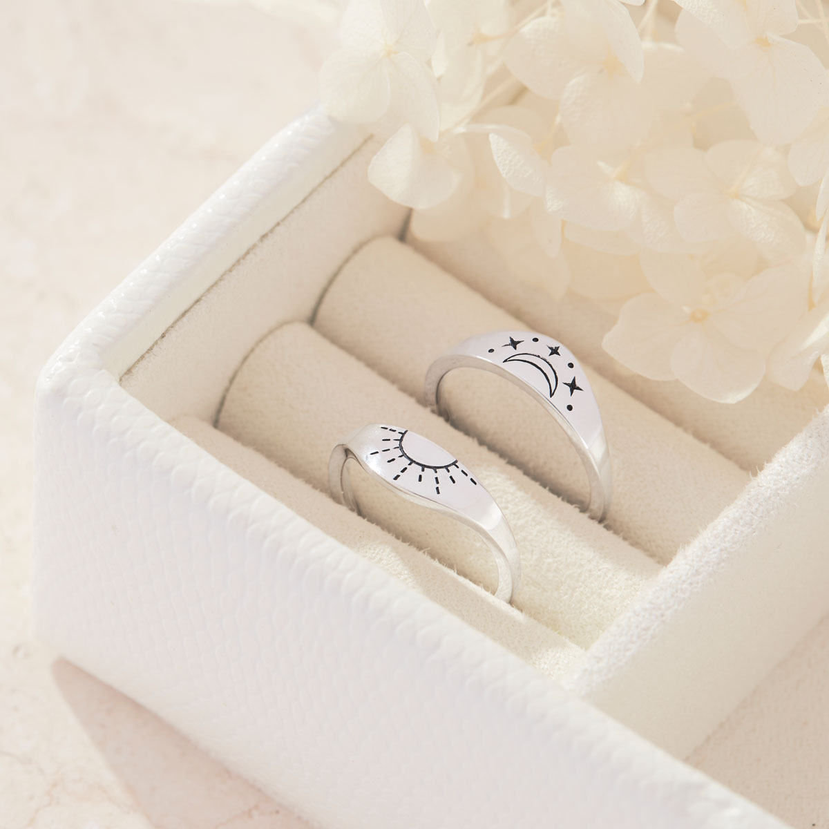 Celestial Duality Curved Ring Set - Elegant Stackable Rings for Women, 925 Sterling Silver Boho Jewelry for Everyday Wear, Gift for Her | Perfect for Layering, Date Nights & Special Occasions