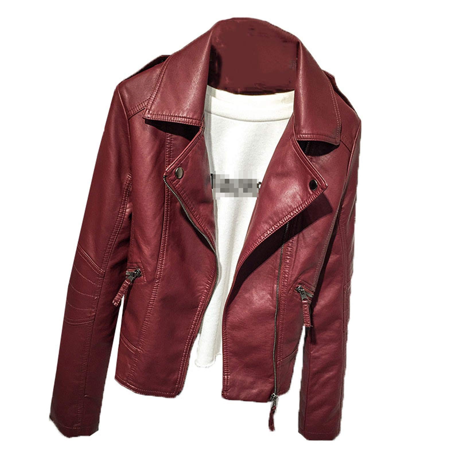 Yiqinyuan Women's Spring Fashion PU Leather Jacket - Washed Motorcycle Biker Coat with Short Zipper | Stylish Outerwear for Riding, Casual Wear & Night Out