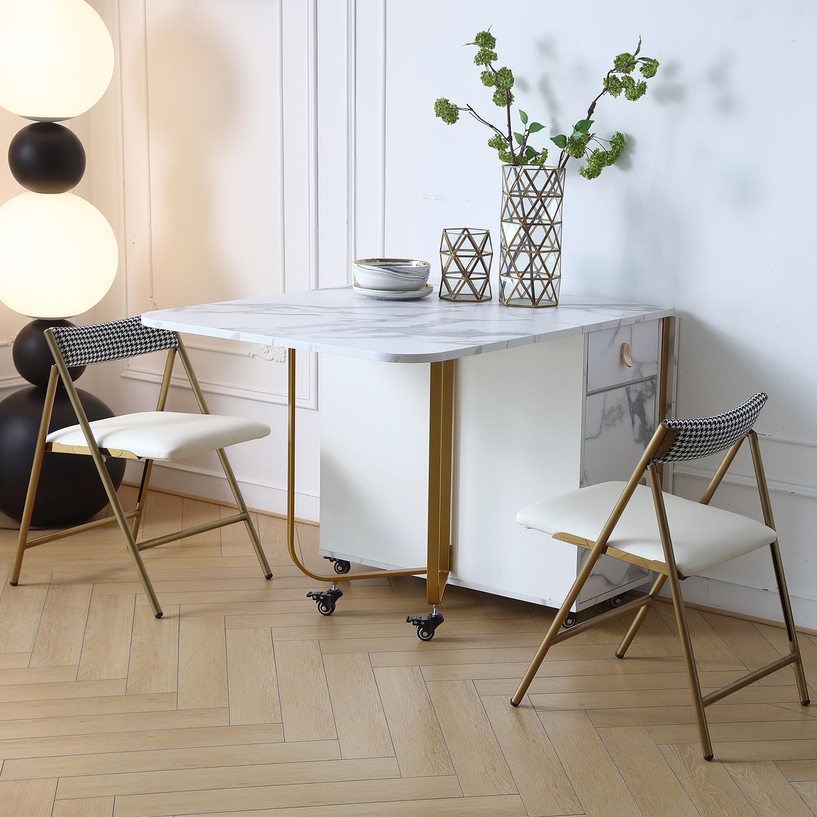 FUNROLUX 2-Pack Folding Dining Chairs with Padded Seat - Metal Foldable Chairs for Kitchen, Dining Room, Party & Outdoor Events - Space-Saving Gold Chairs (Perfect for Small Spaces & Entertaining)
