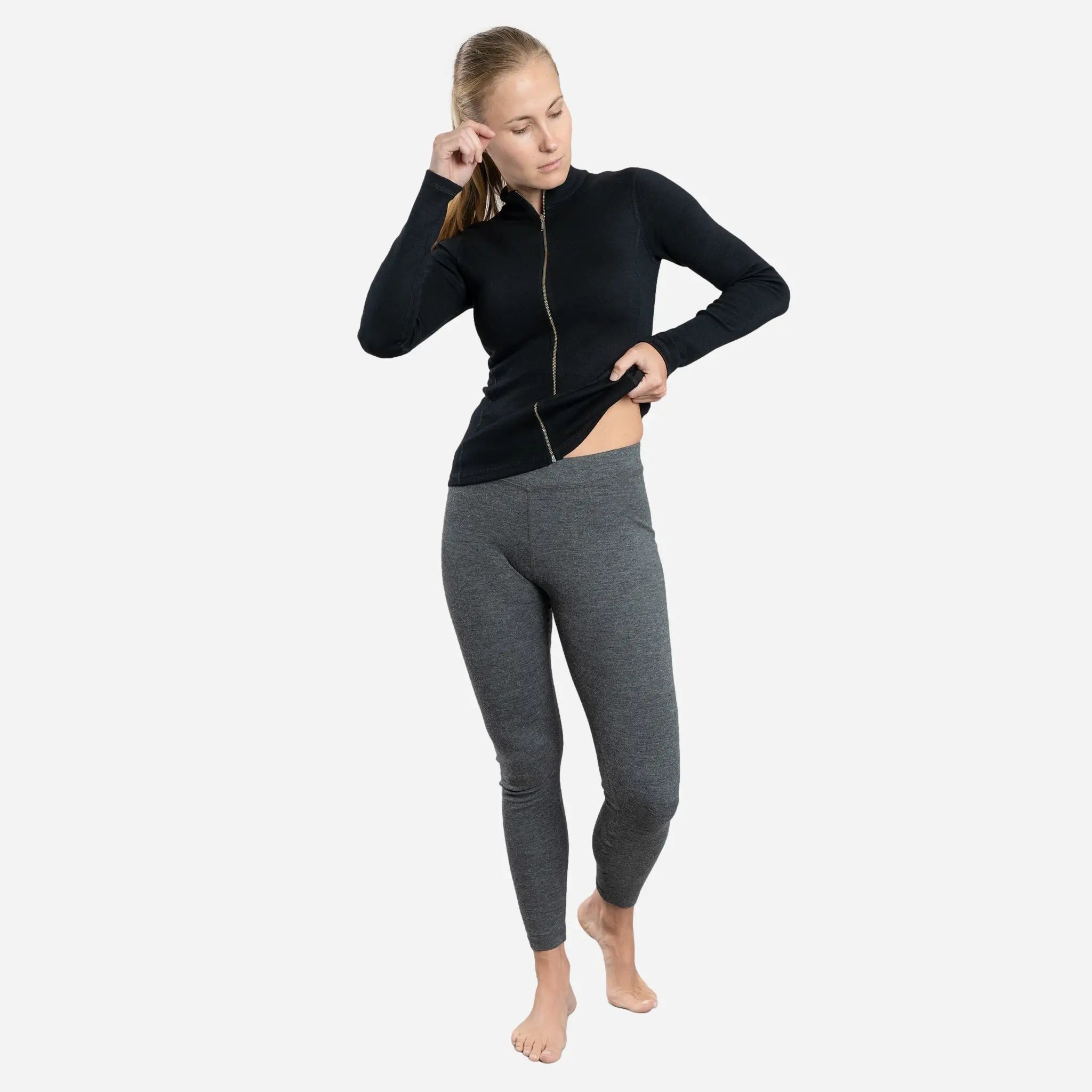 Premium Women's Alpaca Wool Leggings - 300 GSM Lightweight Thermal Base Layer for Yoga, Hiking & Winter Outdoor Activities