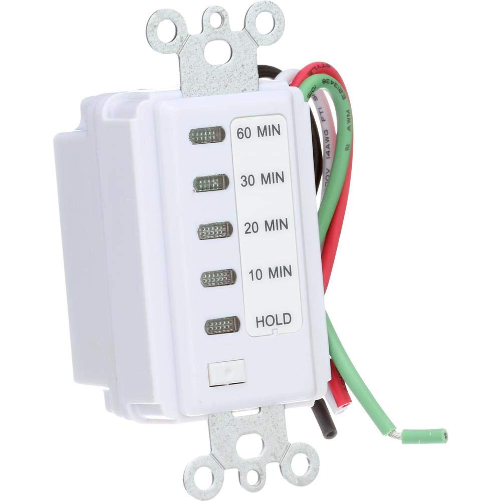 Westek TMDCD60 Hardwired Indoor Countdown Timer - 6-Setting Programmable Wall Switch, White - Perfect for Lights, Fans & Appliances in Home, Office & Garage