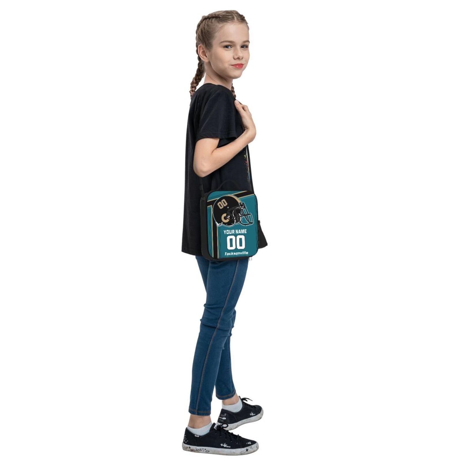 Custom Jacksonville Lunch Bag with Personalized Name & Number - Portable Insulated Lunch Tote for Work, School & Sports - Perfect Gift for Men, Women & Boys - Ideal for Office, Picnics & Fan Events