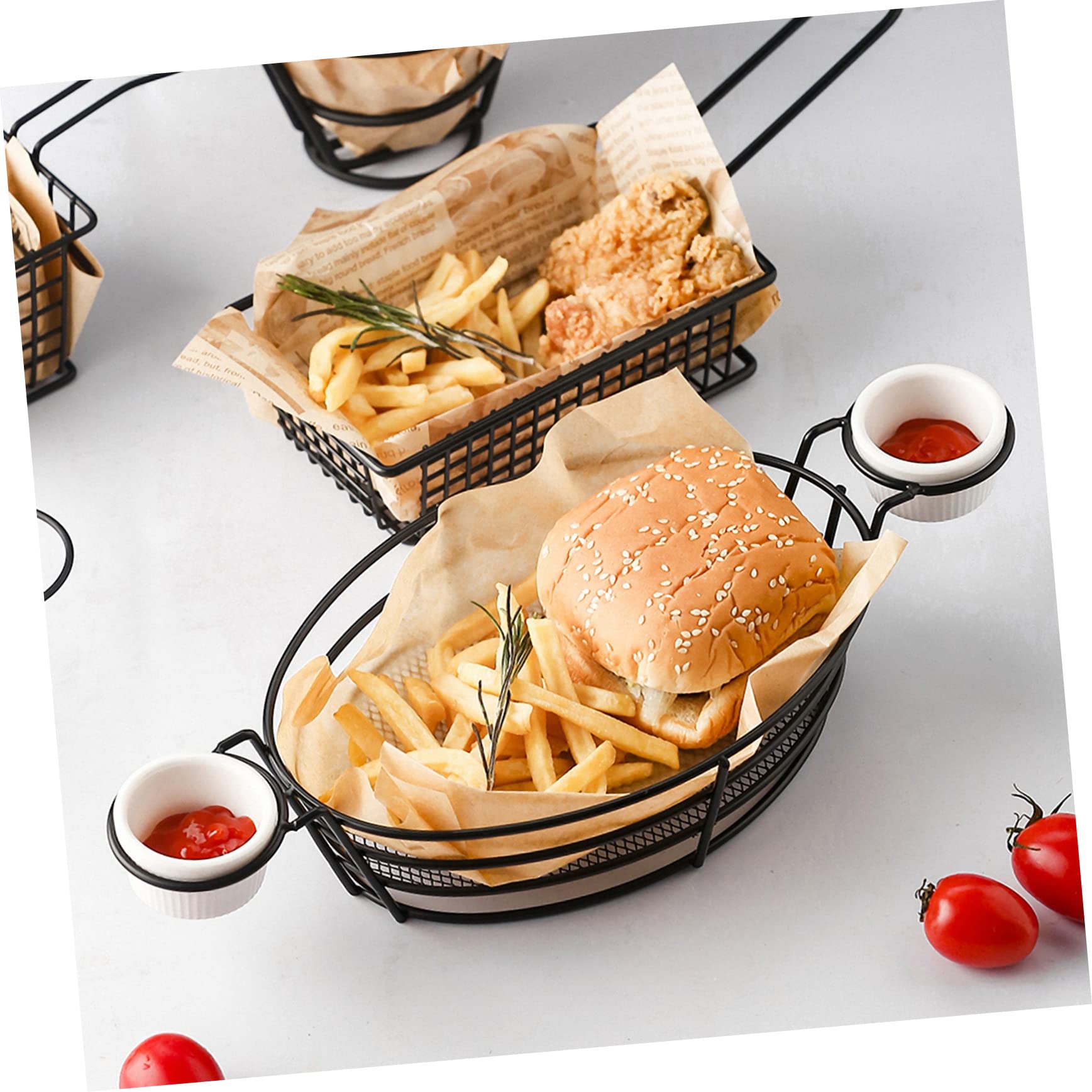 Cabilock Metal Fry Basket Set with Sauce Cup - Kitchen & Restaurant Use