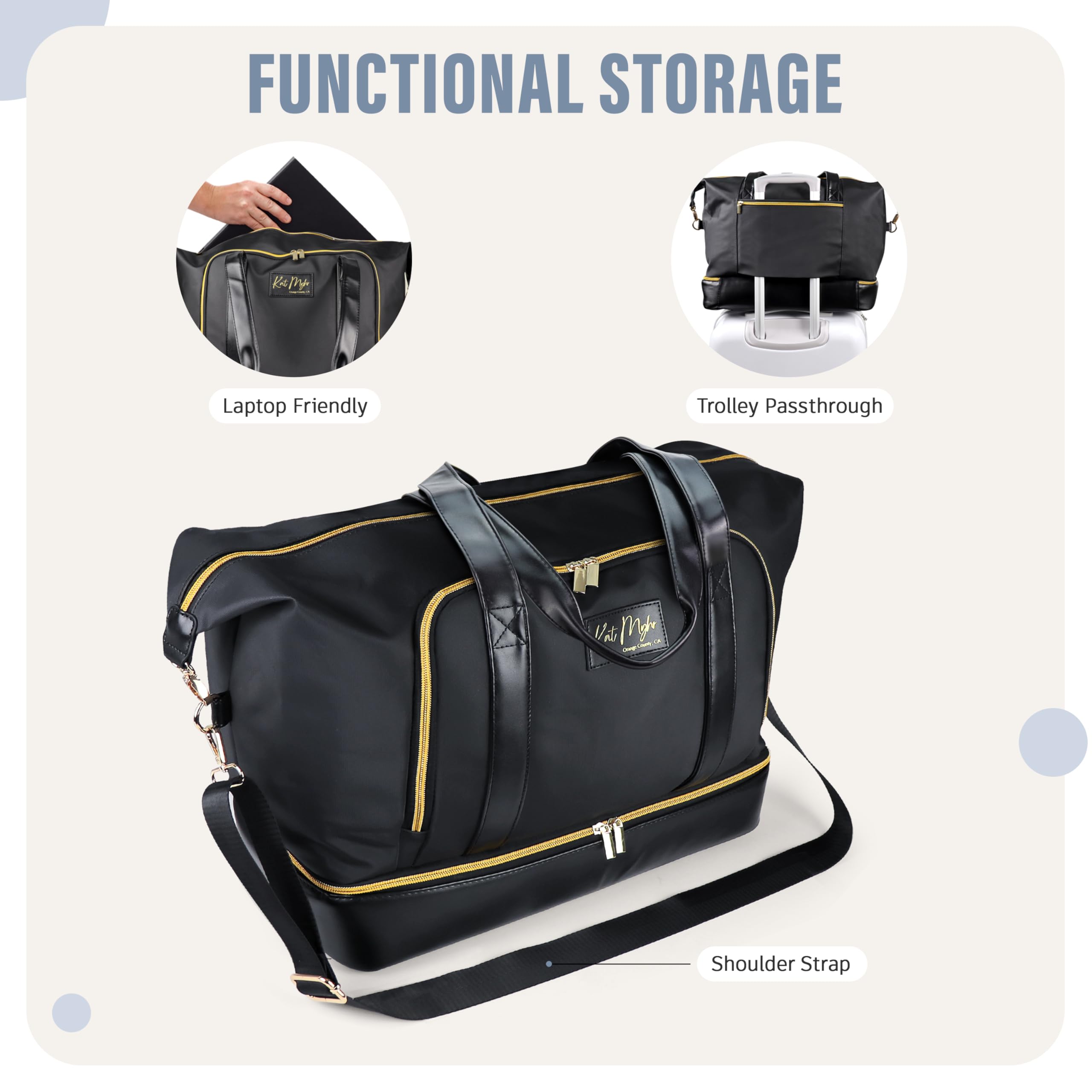 Stylish Women's Travel Weekender Bag - Durable Overnight Duffle Carry On with Shoe Compartment | Perfect for Gym, Weekend Getaways & Air Travel | Ideal for Workouts, Short Vacations & Business Trips | Great for Yoga Class, Beach Trips & Overnight Business Meetings
