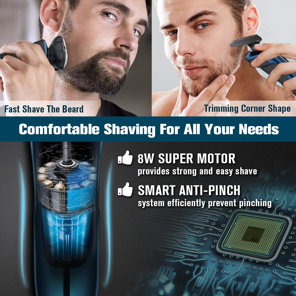 Vifycim Electric Shavers for Men - 3-in-1 Cordless Wet/Dry Razor with Precision Trimmer - Perfect for Travel, Gym & Daily Shaving at Home
