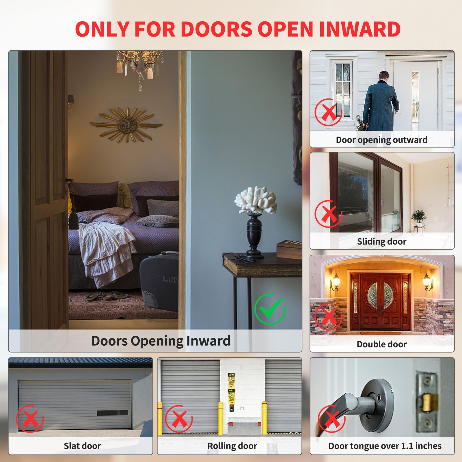 Royuniq Portable Door Lock 2 Pack - Home Security Device for Hotels, Apartments & Airbnbs | Prevent Unauthorized Entry with Extra Privacy Protection | Durable Travel Safety Gift for Women | Perfect for Solo Travelers & Home Security