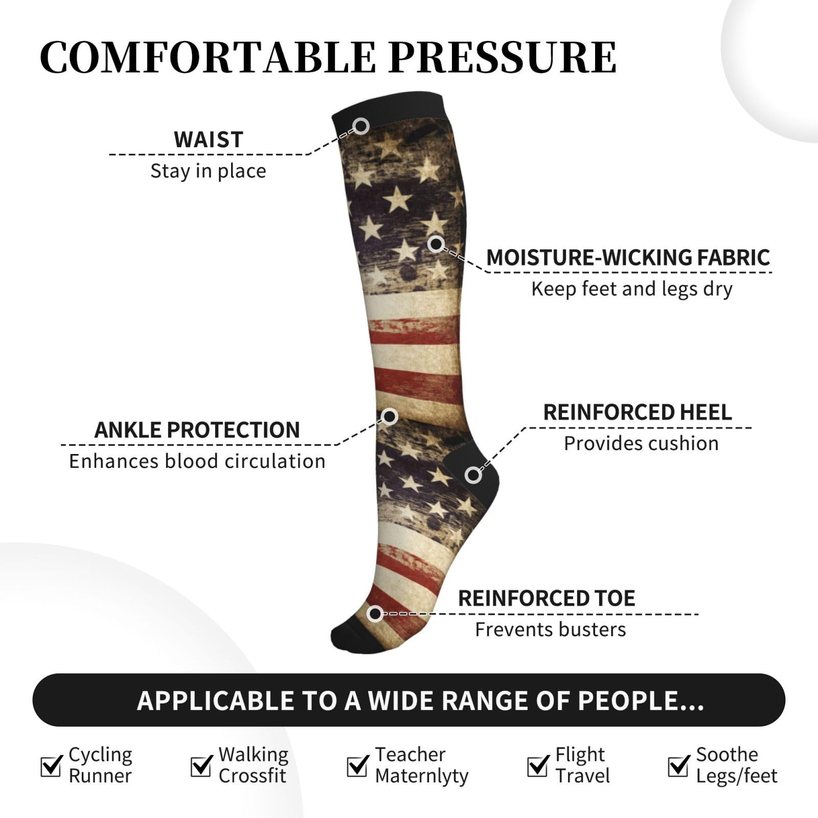 Tie Dye Compression Socks for Women & Men - Knee High Support Socks for Running, Hiking & Athletic Performance - Improve Circulation & Reduce Fatigue
