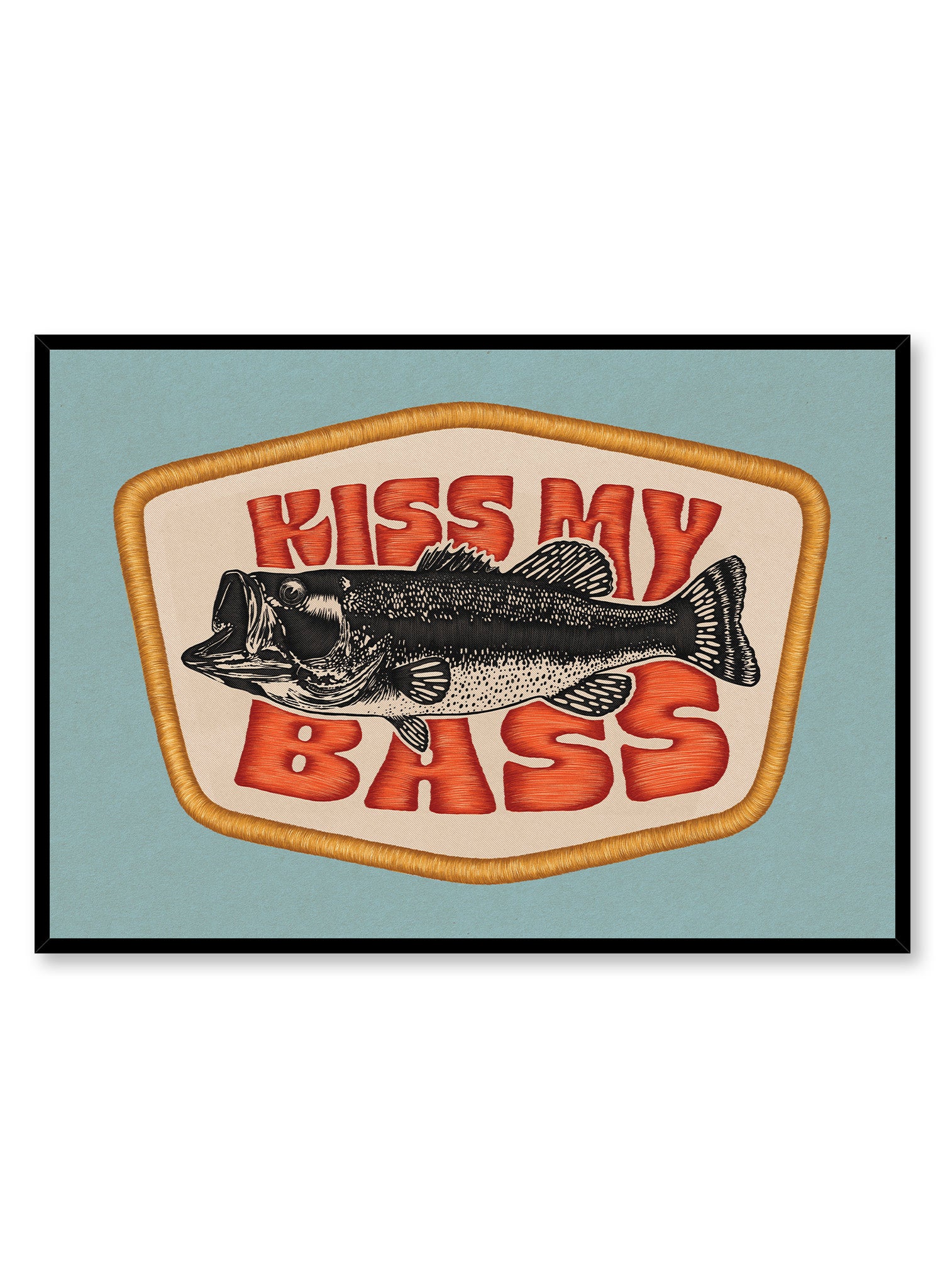 Kiss My Bass Poster - Funny Fishing Wall Art Decor for Anglers, Man Cave, Office & Home - Perfect Gift for Bass Lovers & Fishing Enthusiasts