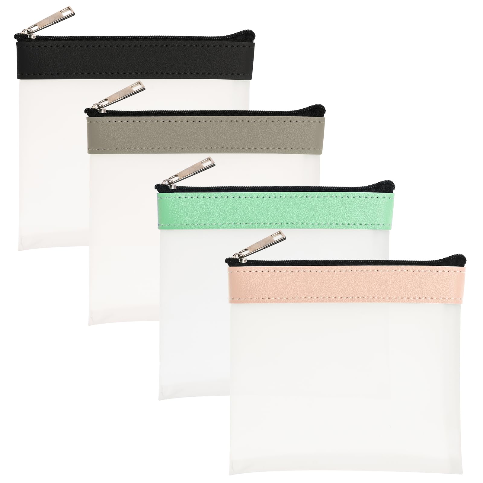LYroo 4-Piece Clear Corduroy Makeup Bags Set - Small Zippered Cosmetic Pouches for Women, Travel Essentials Organizer, Purse & Toiletry Storage (Perfect for Makeup, Jewelry, Coins & Small Accessories)