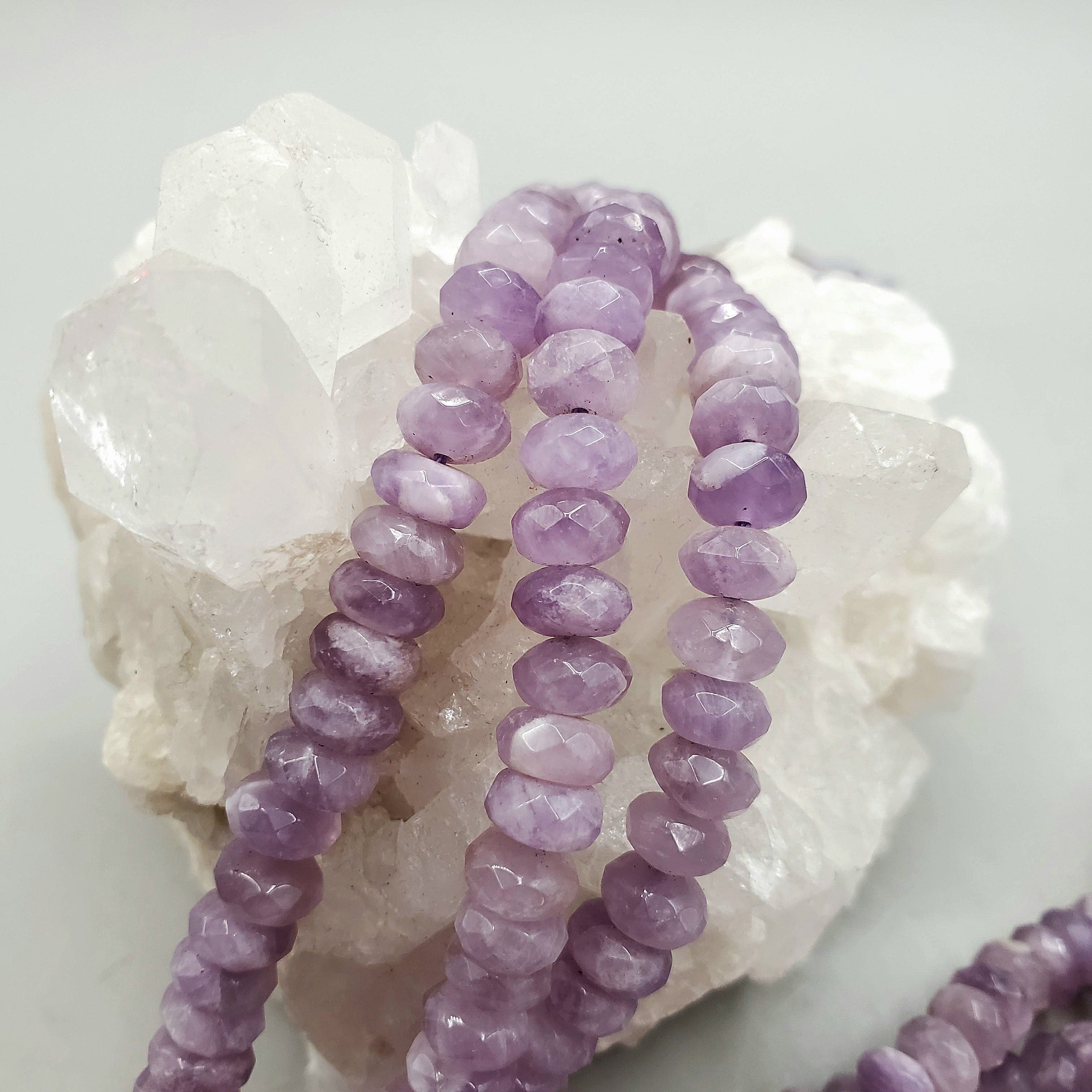 8mm Amethyst Faceted Rondelle Beads Strand - DIY Jewelry Making, Necklace & Bracelet Crafting Supplies